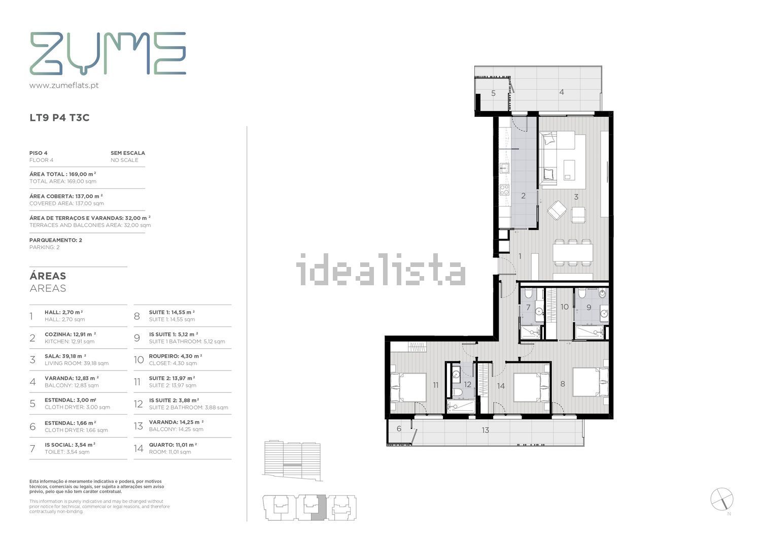 公寓 t3出售在Miraflores - 平面图