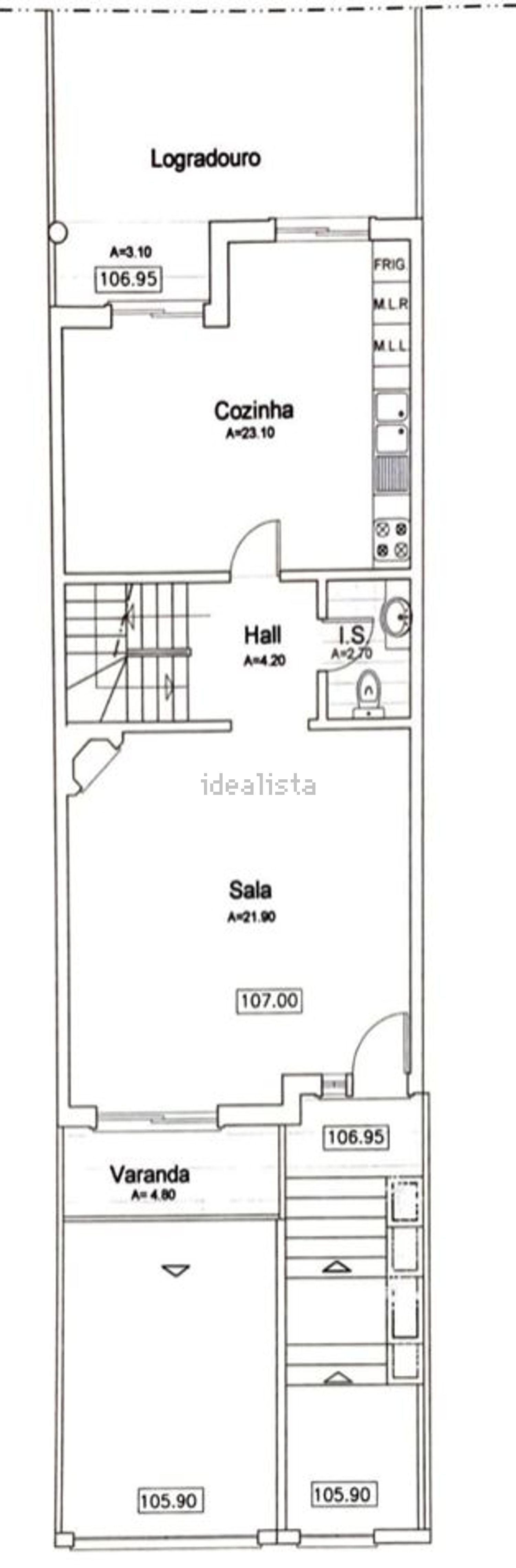 出租联排别墅在Rua da bela vista - 平面图