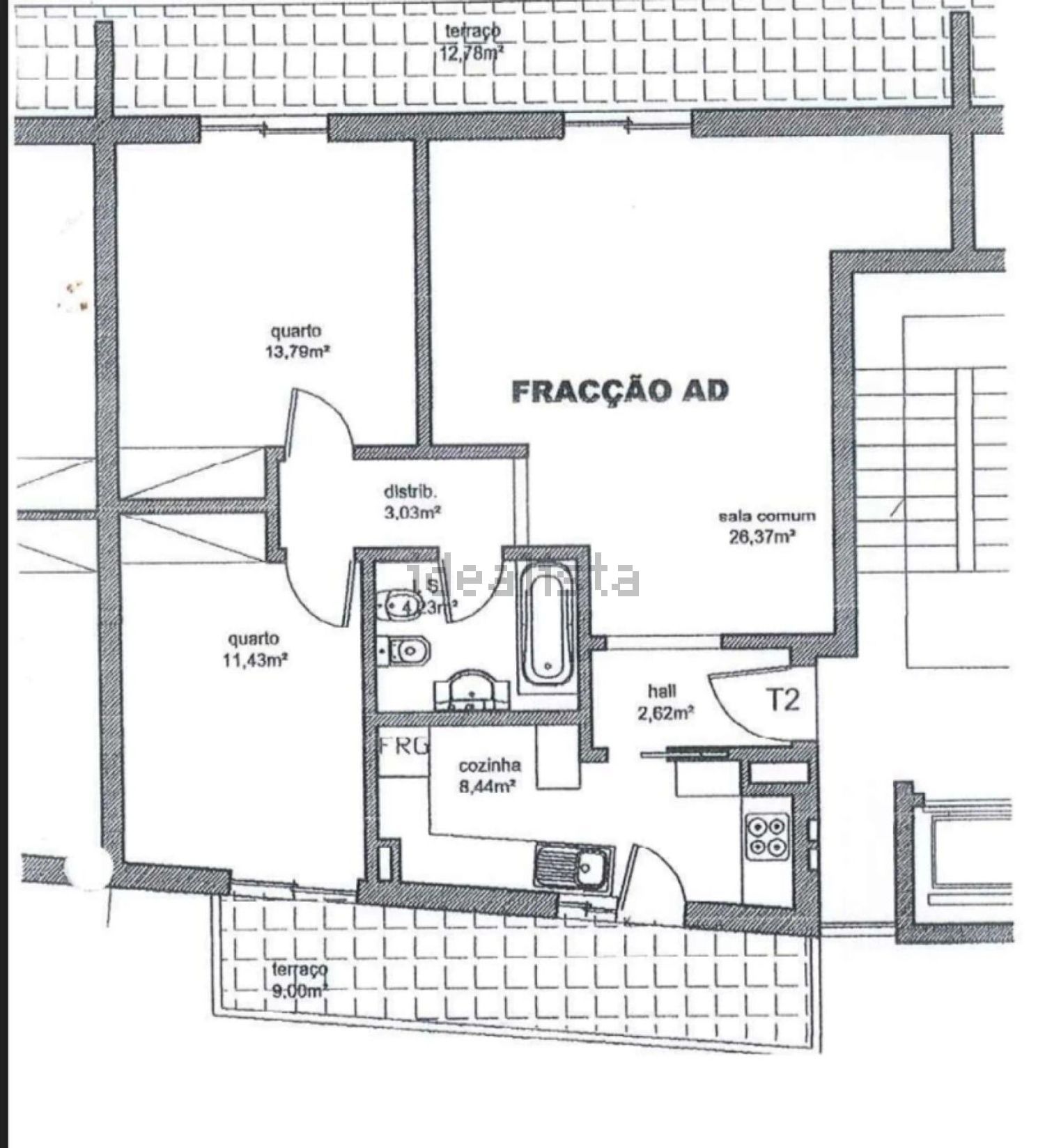 公寓 t2出售在Rua do Vilageado - 平面图