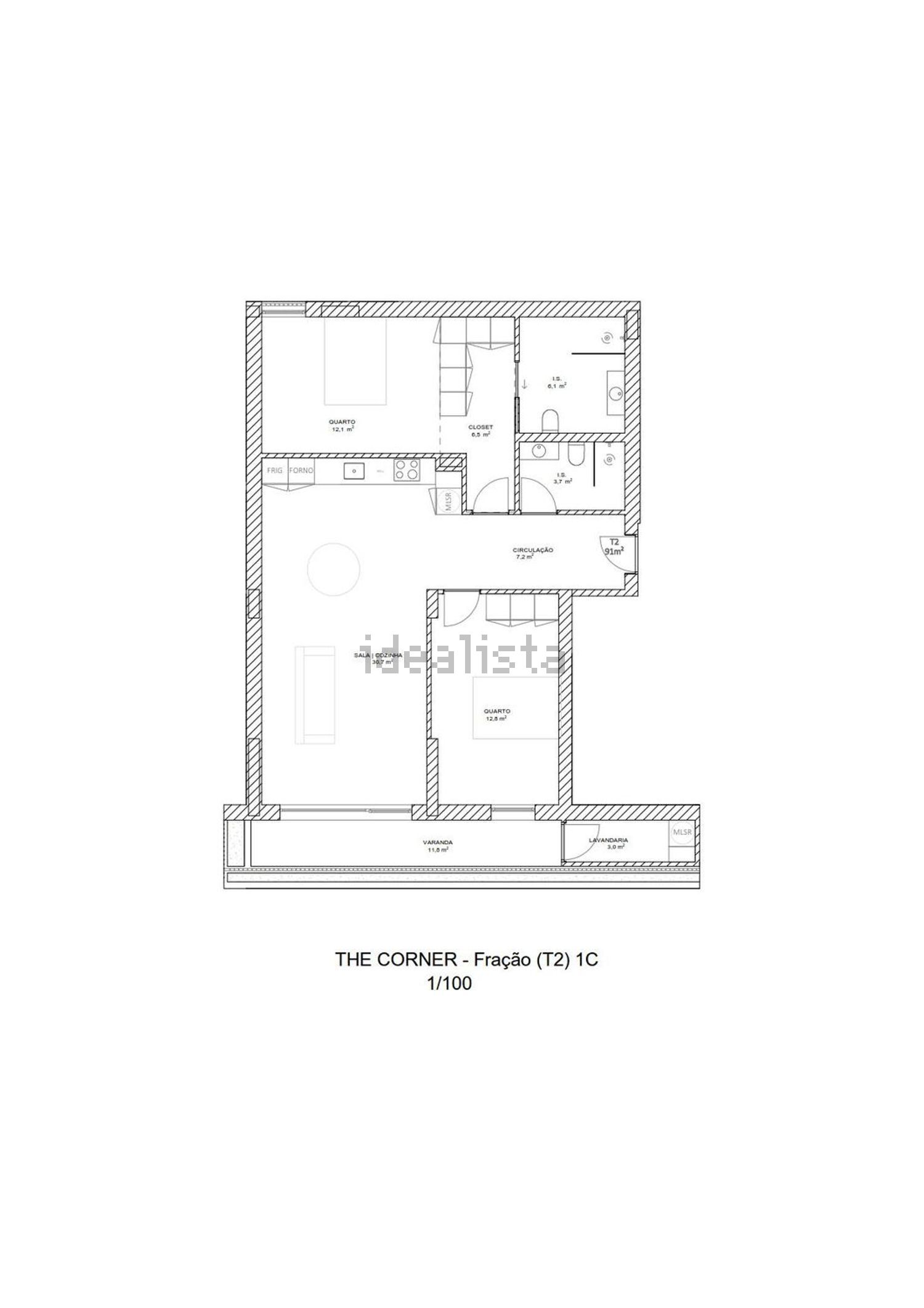公寓 t2出售在Rua Cónego Maio, 222 - 平面图