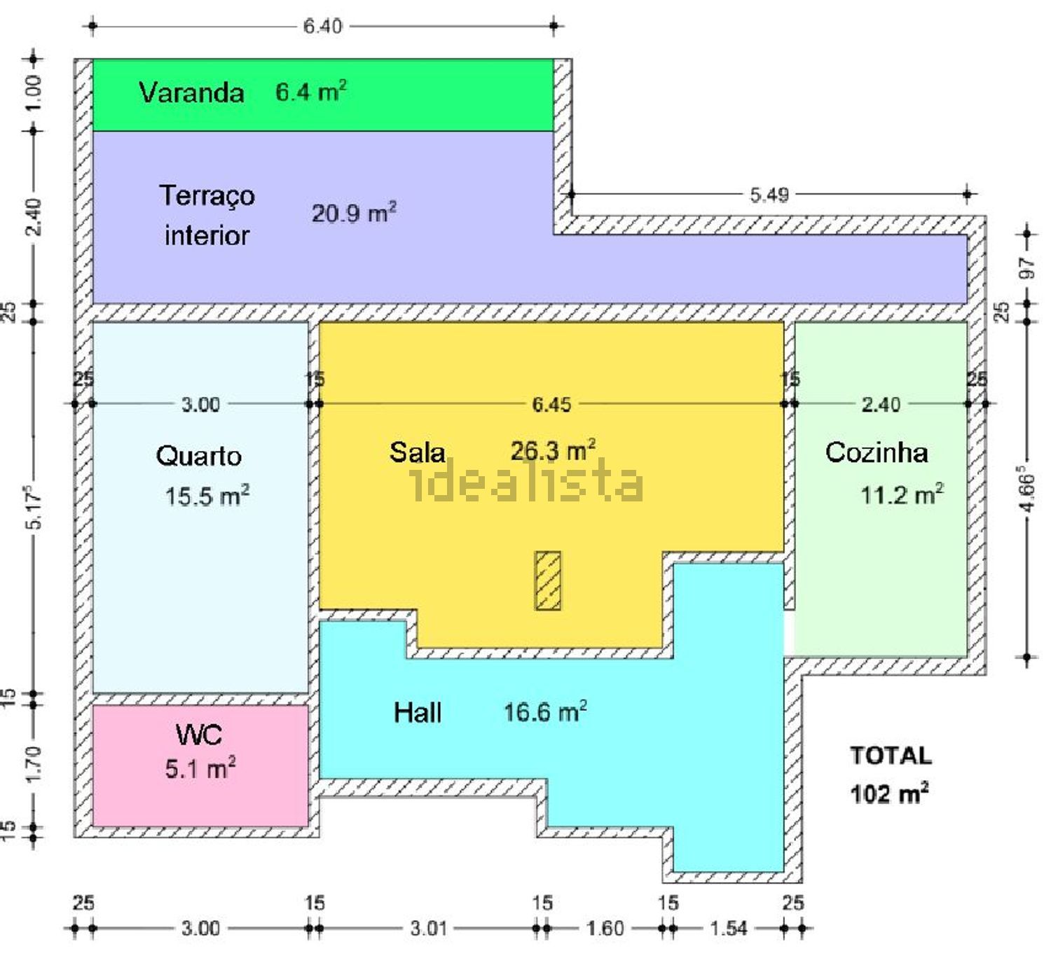 出租公寓 t1在Rua do Poder Local, 14 - 平面图