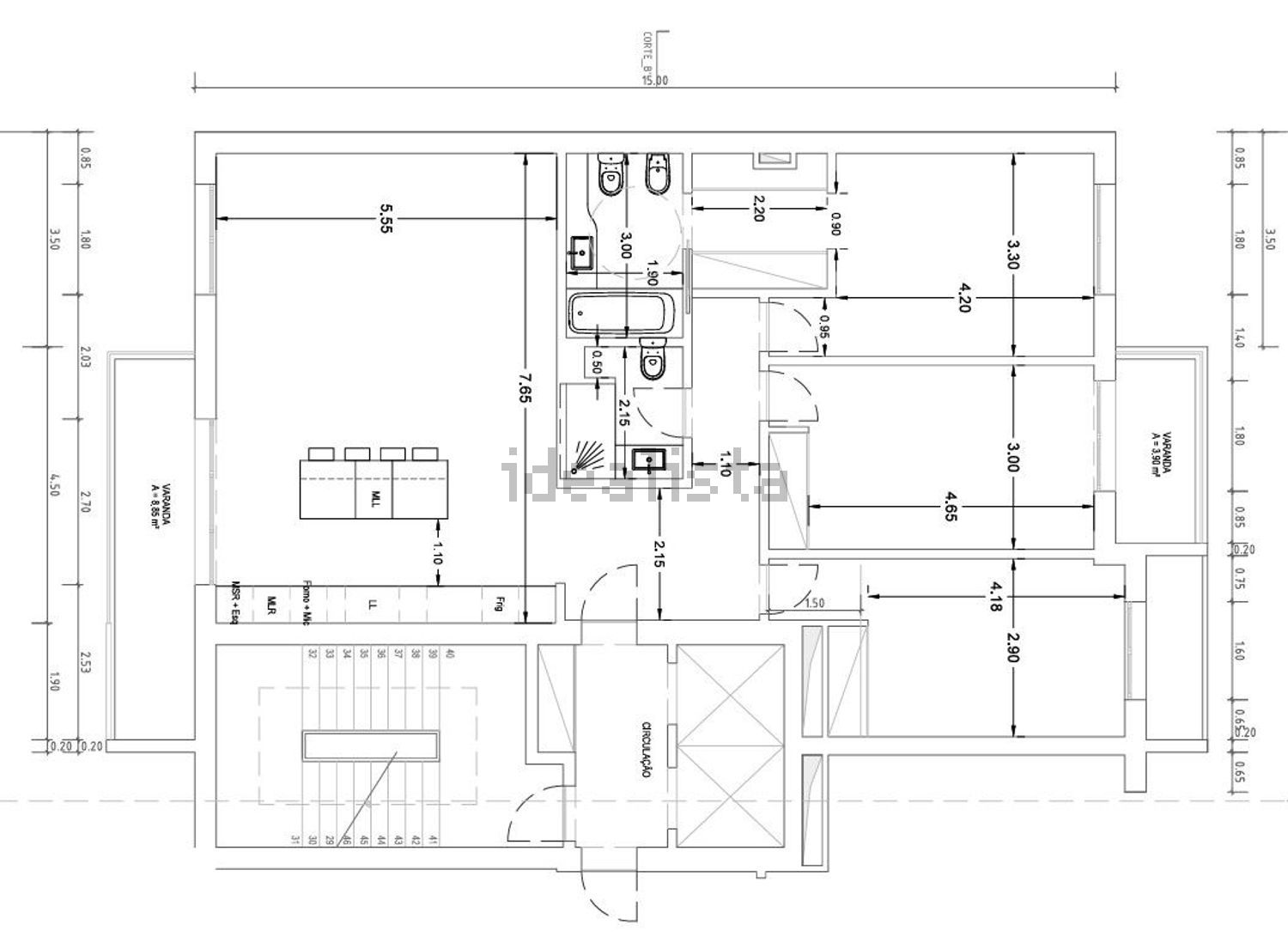 出租公寓 t3在Avenida Grupo de Forcados Amadores de Santarém, 16 - 平面图