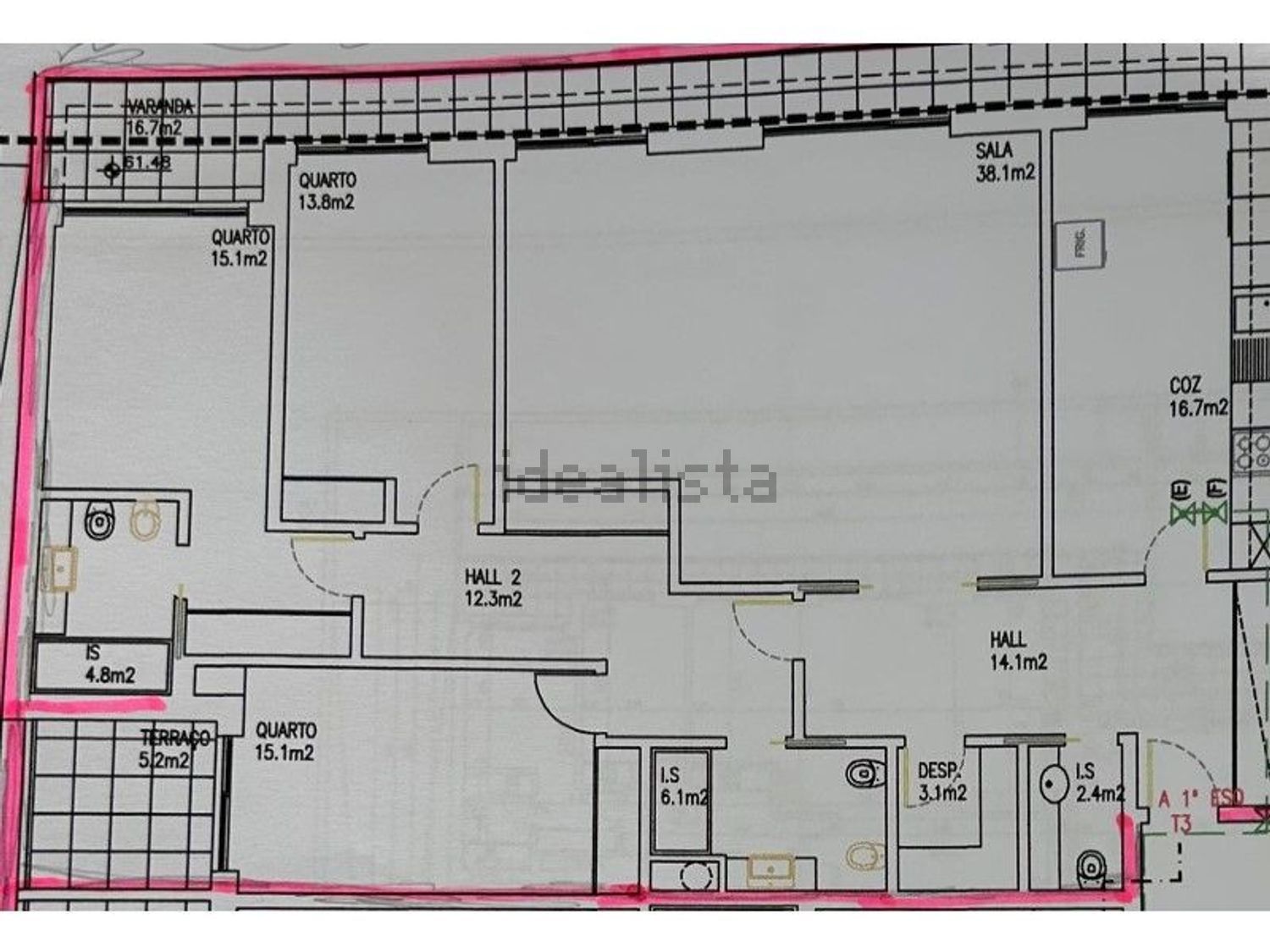 出租公寓 t3在Monte Estoril - 平面图