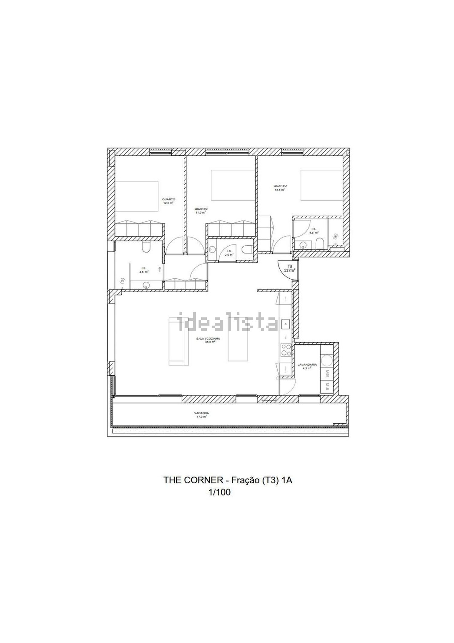 公寓 t3出售在Rua Cónego Maio, 222 - 平面图