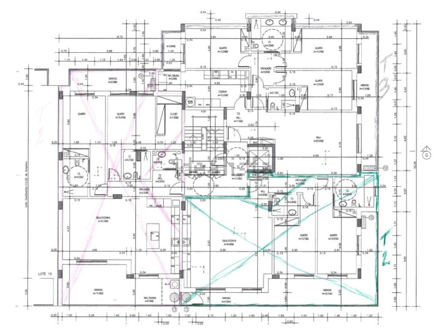 公寓 t3出售在Rua dos Correios - 平面图