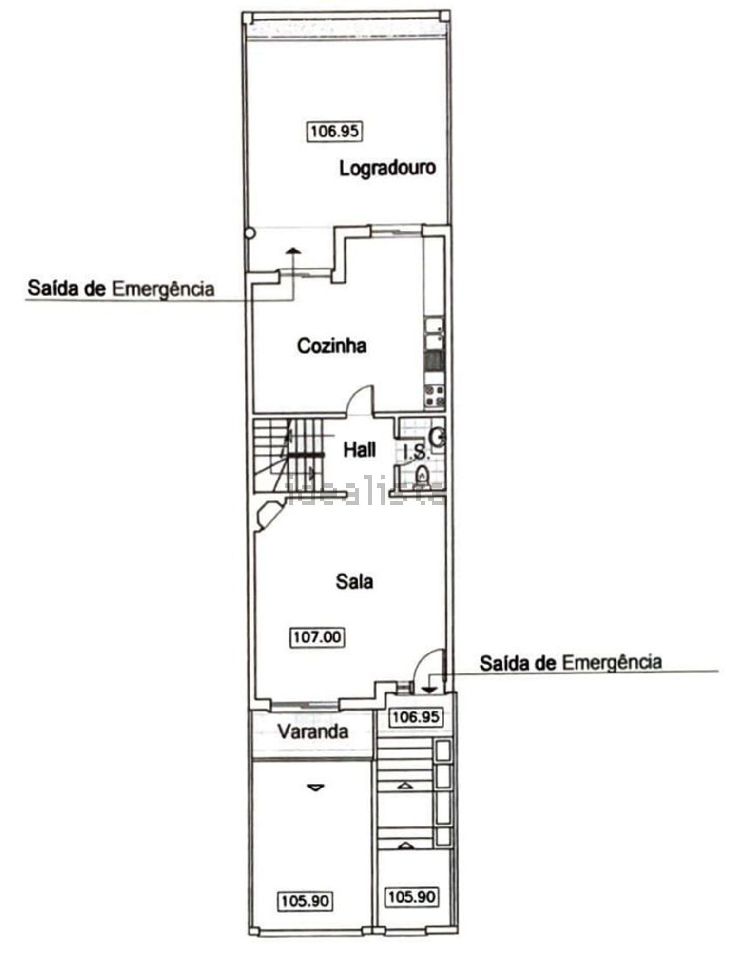 出租联排别墅在Rua da bela vista - 平面图