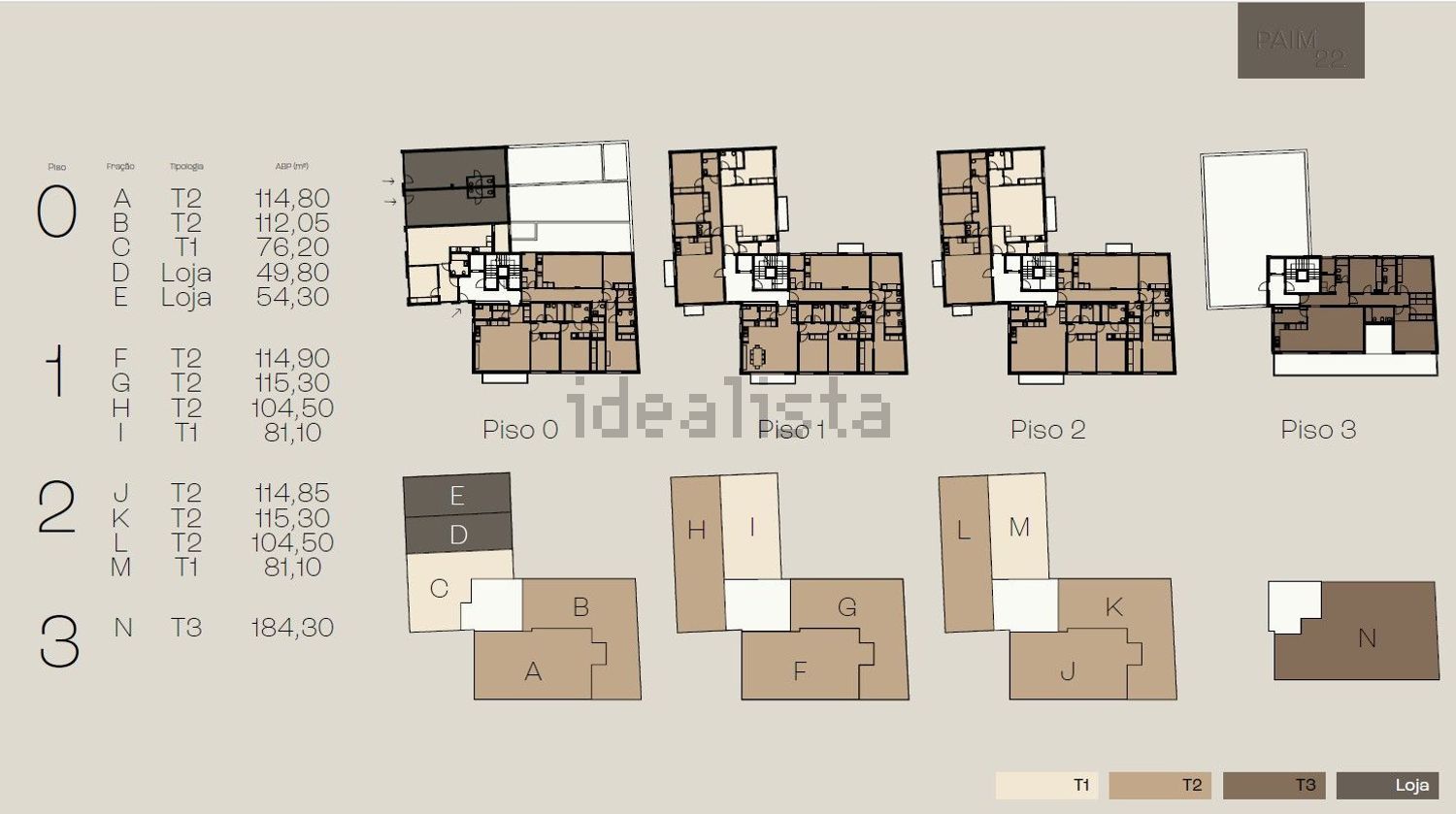 公寓 t2出售在Rua Nicolau de Sousa Lima, 22 - 平面图