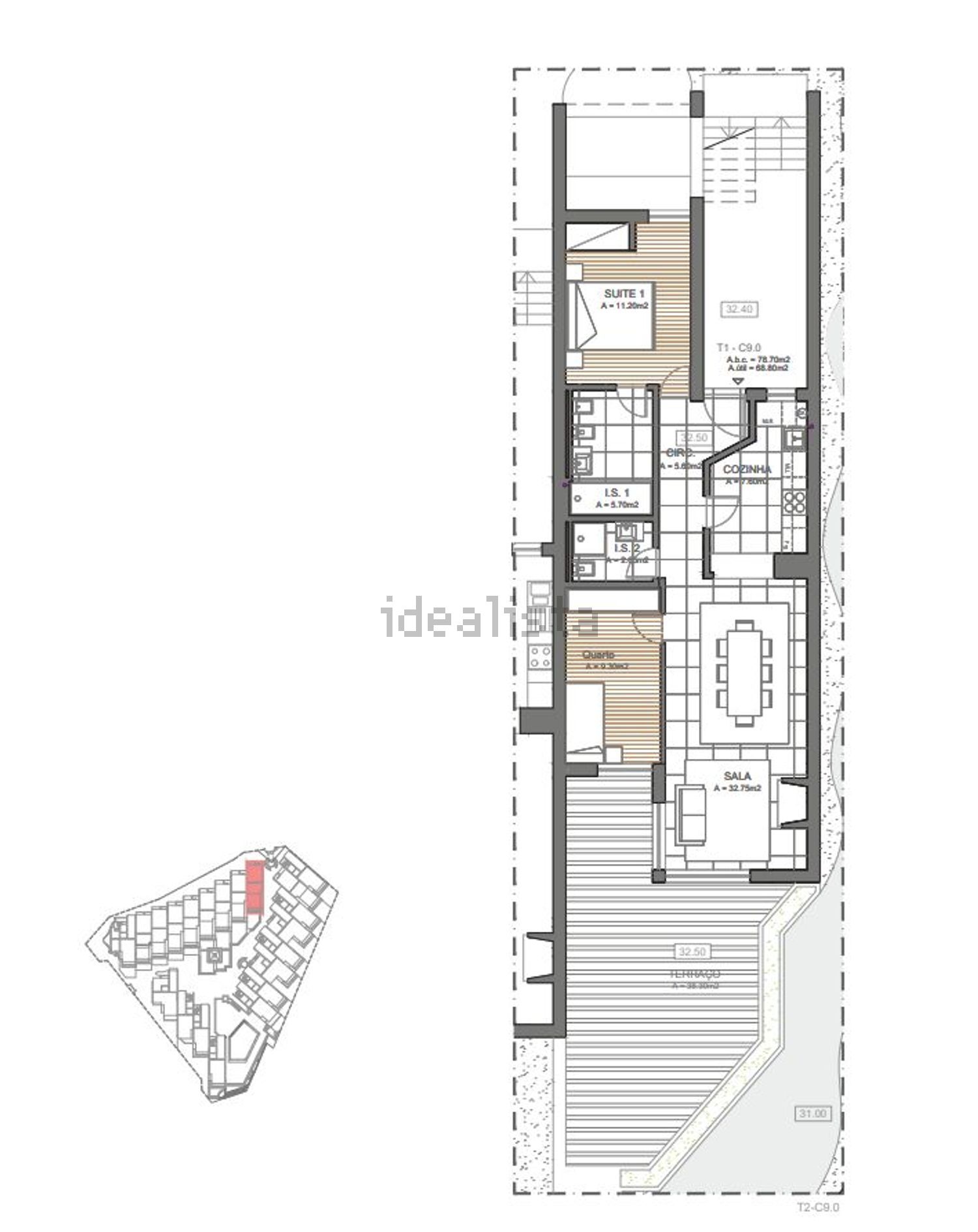 公寓 t2出售在Rua da Espanha - 平面图