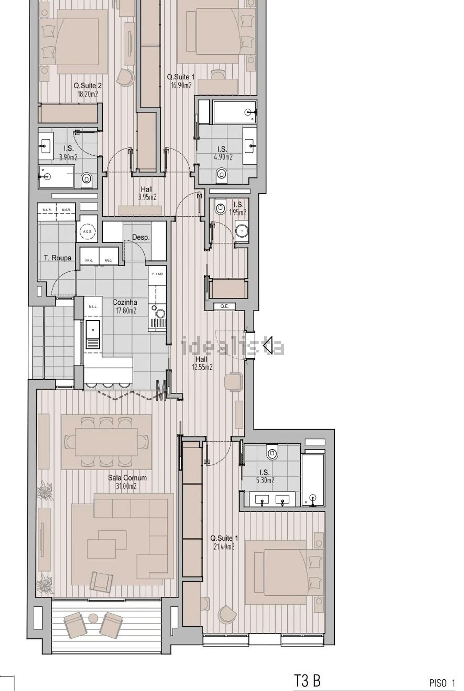 公寓 t3出售在Campo Pequeno - 平面图
