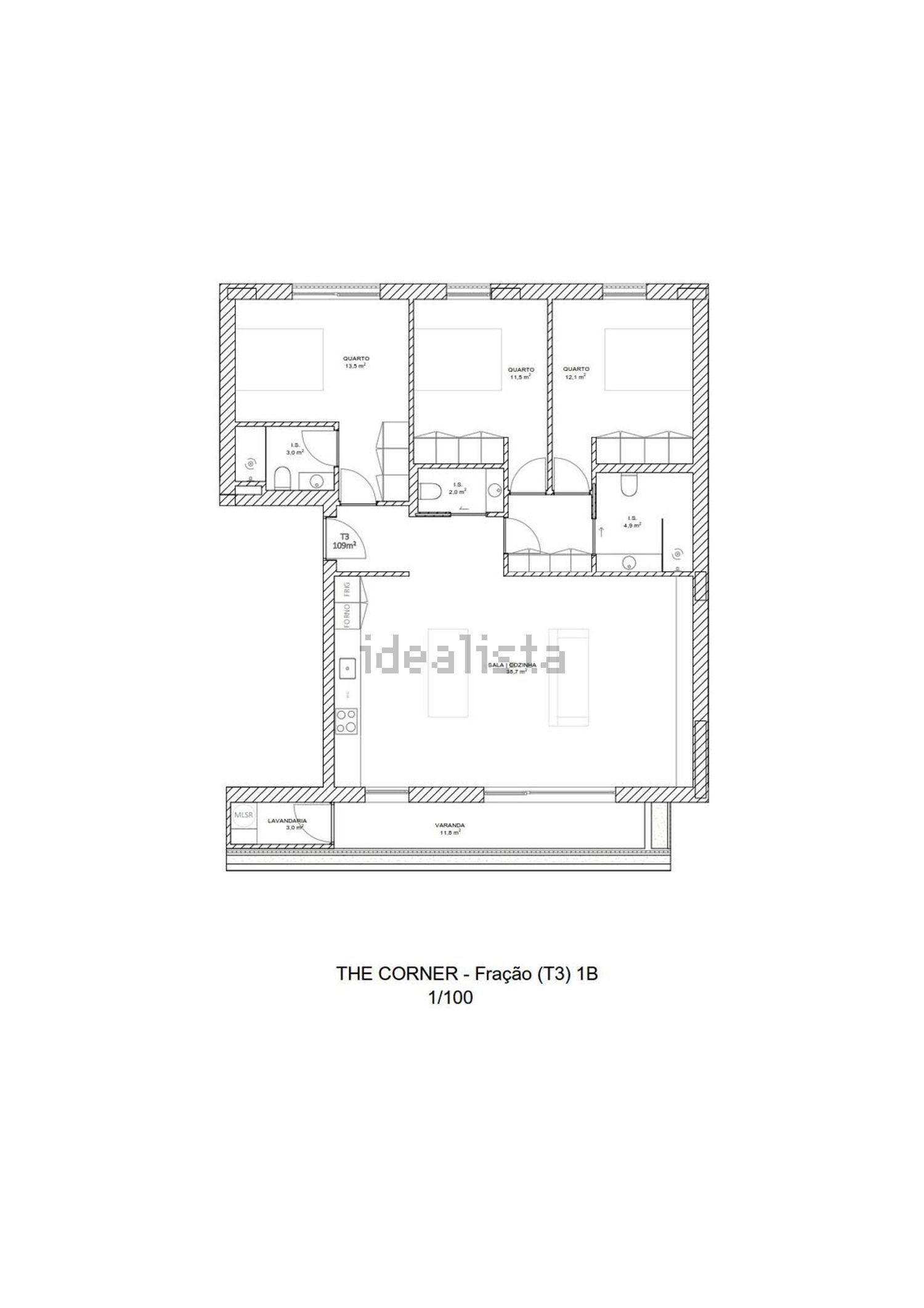 公寓 t3出售在Rua Cónego Maio, 222 - 平面图