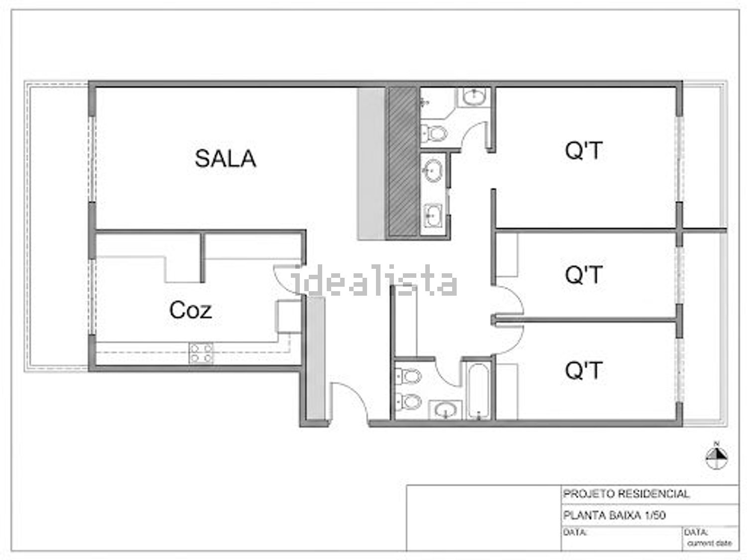 出租公寓 t3在Rua Fontes Pereira de Melo, 162 - 平面图