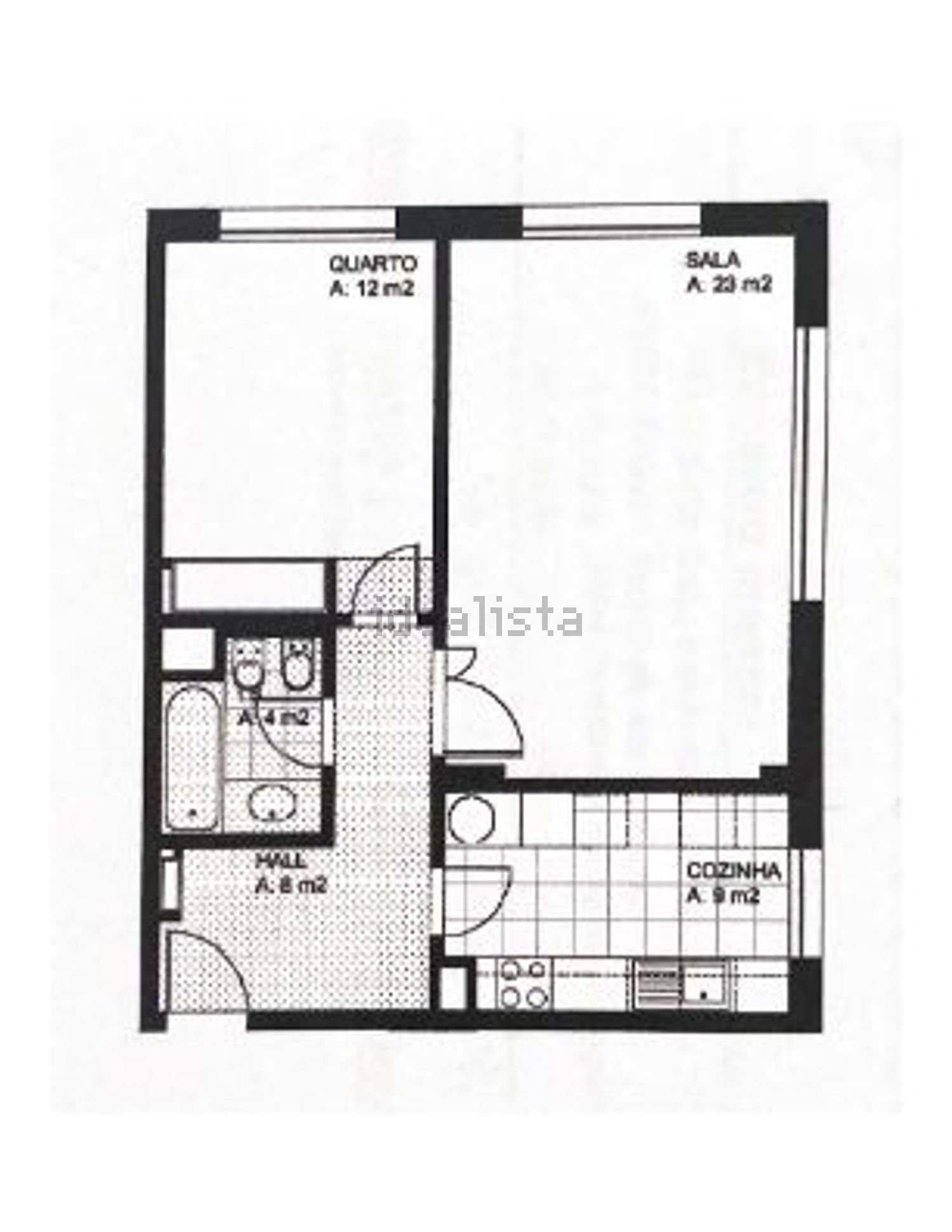 出租公寓 t1在Rua das Urcas, 2 - 平面图