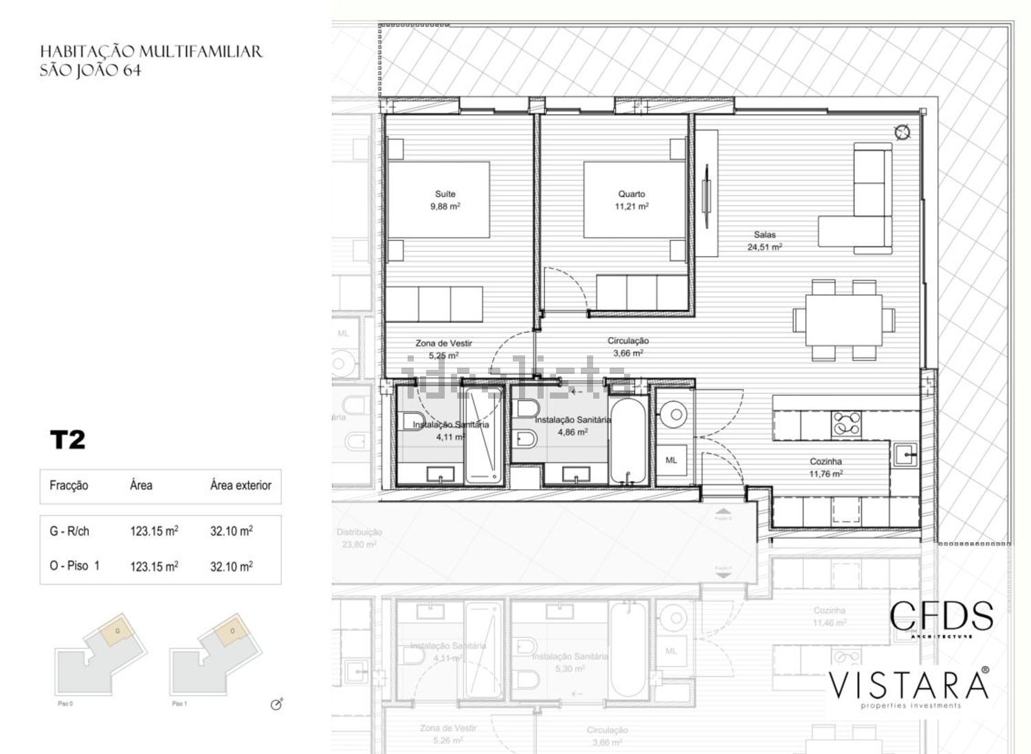 公寓 t2出售在Avenida de S. João Evangelista, 64 - 平面图