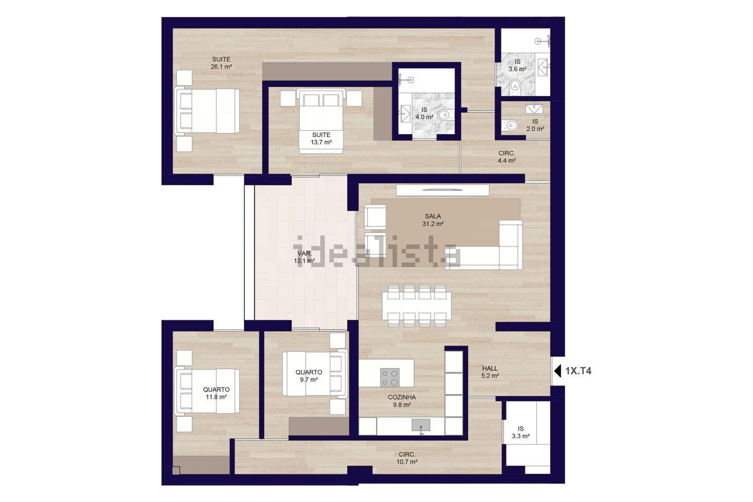 公寓 t4出售在Zona Histórica de Matosinhos - 平面图