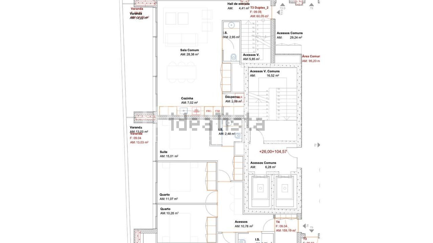 公寓 t3出售在Avenida das Congostas s/n - 平面图