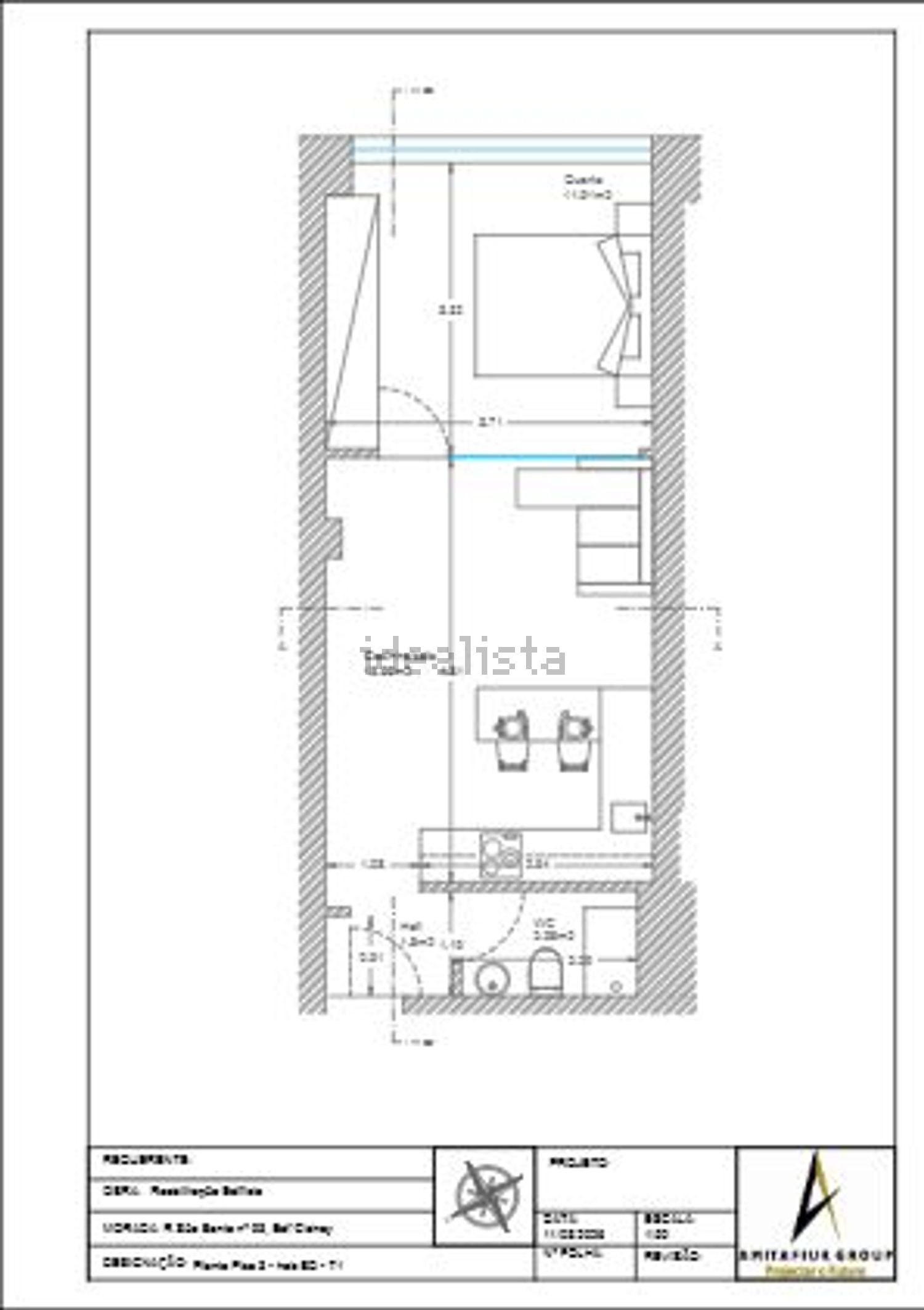公寓 t1出售在Rua São Bento - 平面图