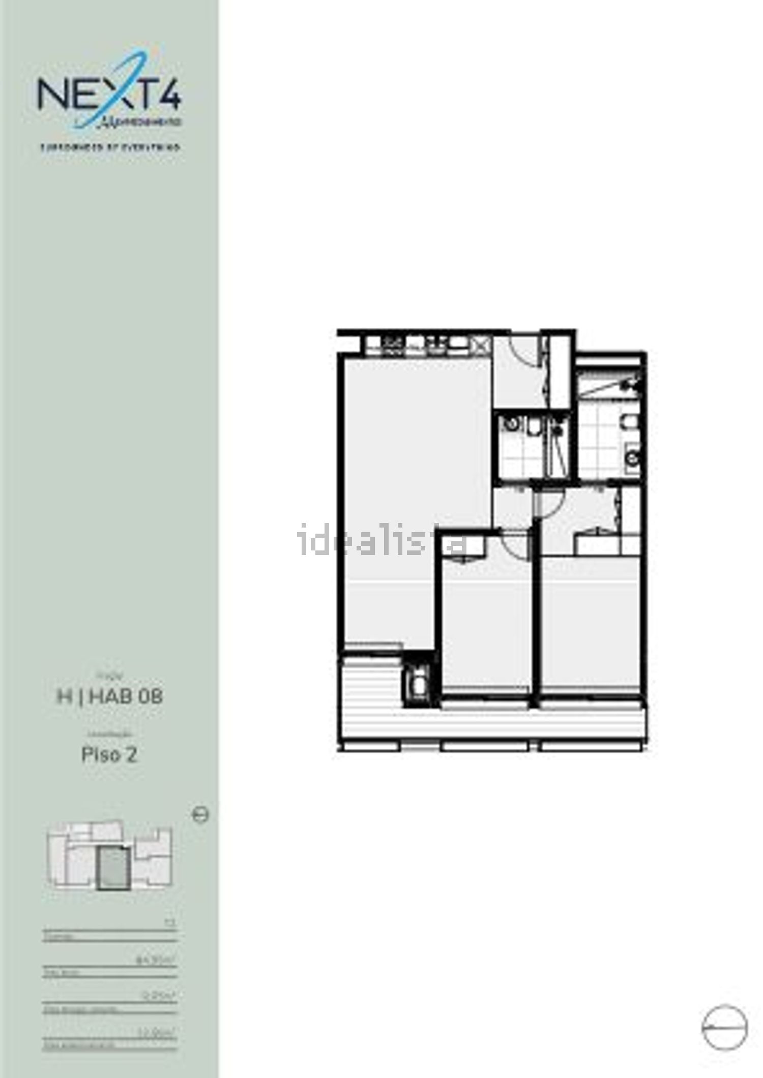 公寓 t2出售在Rua Comércio do Porto - 平面图