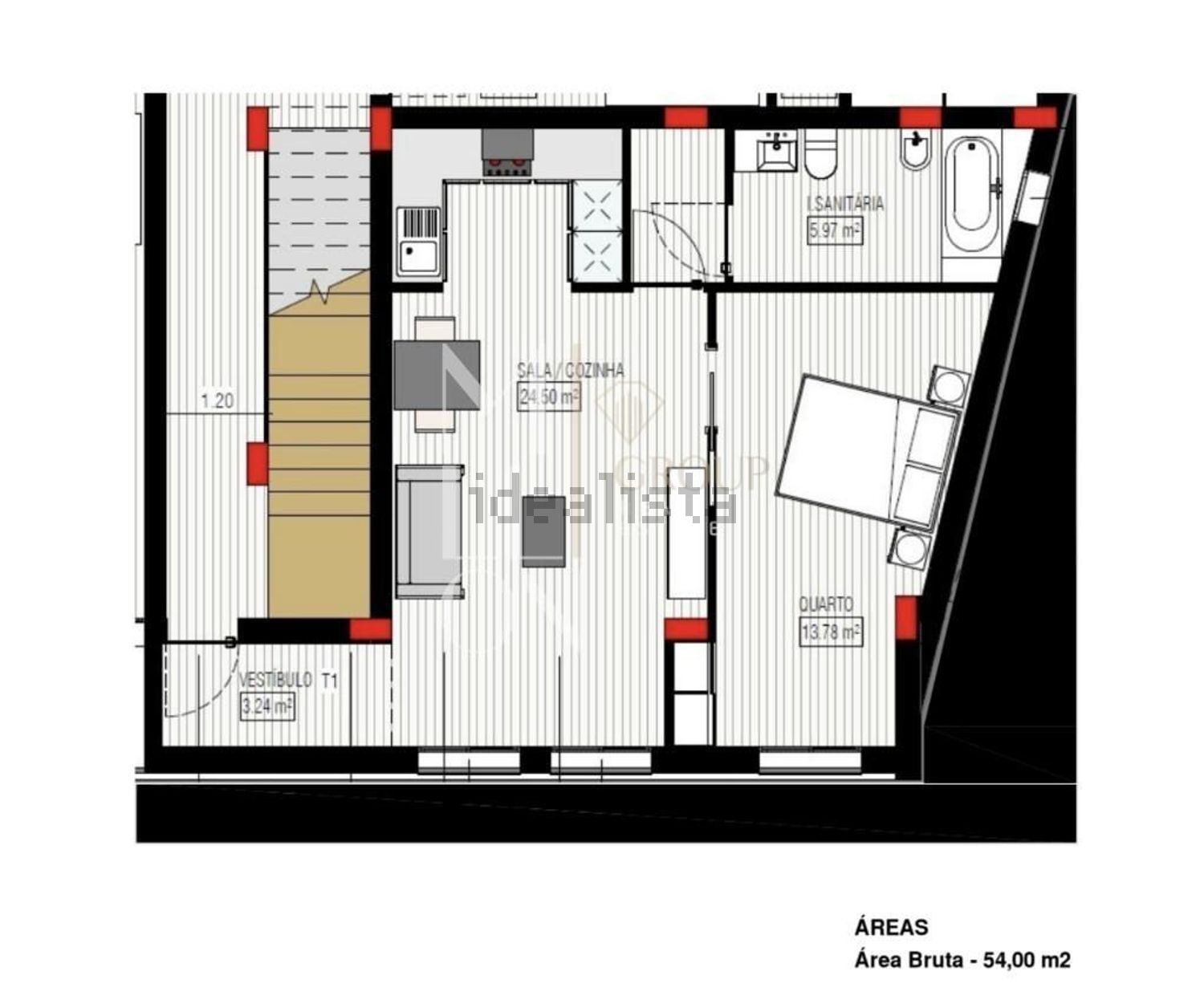 公寓 t1出售在Rua do Peru s/n - 平面图