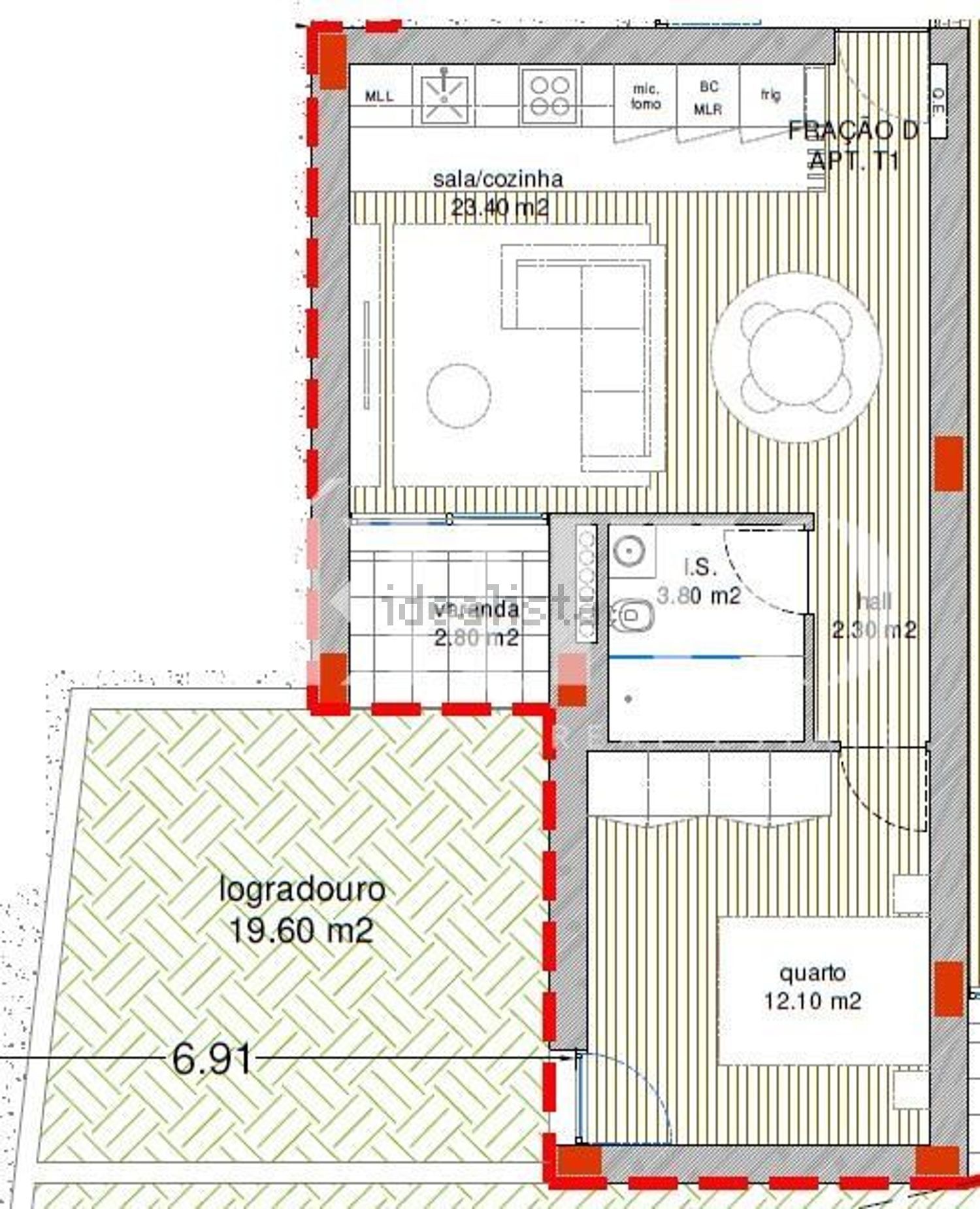 公寓 t1出售在Rua Filipa Borges s/n - 平面图