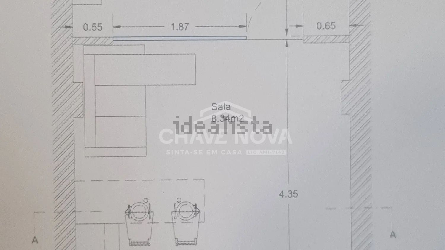 公寓 t1出售在Rua Conde de São Bento - 平面图