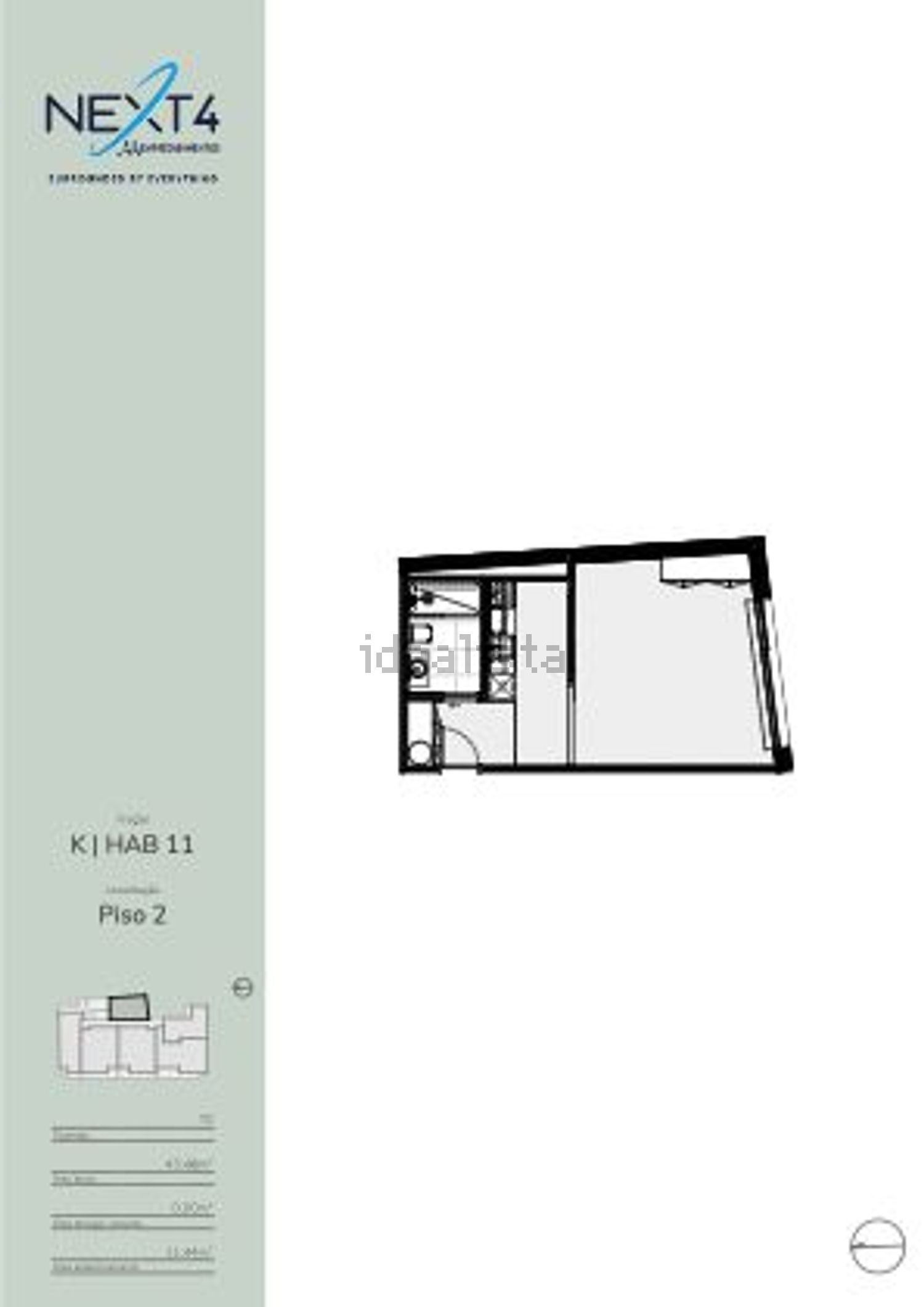 T0（单人公寓）出售在Rua Comércio do Porto - 平面图