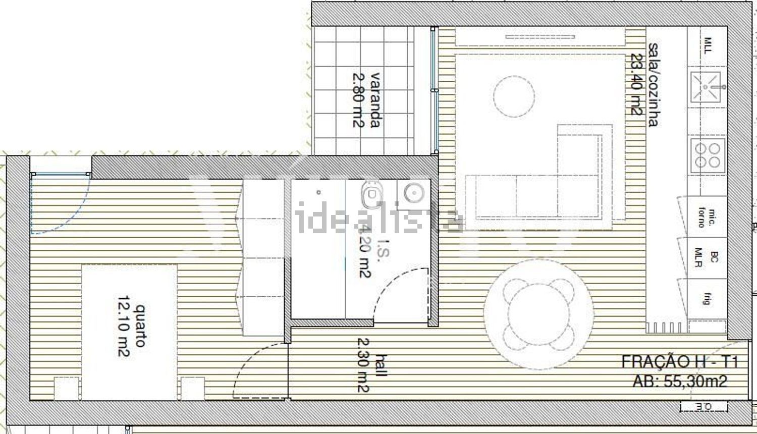 公寓 t1出售在Rua Filipa Borges s/n - 平面图