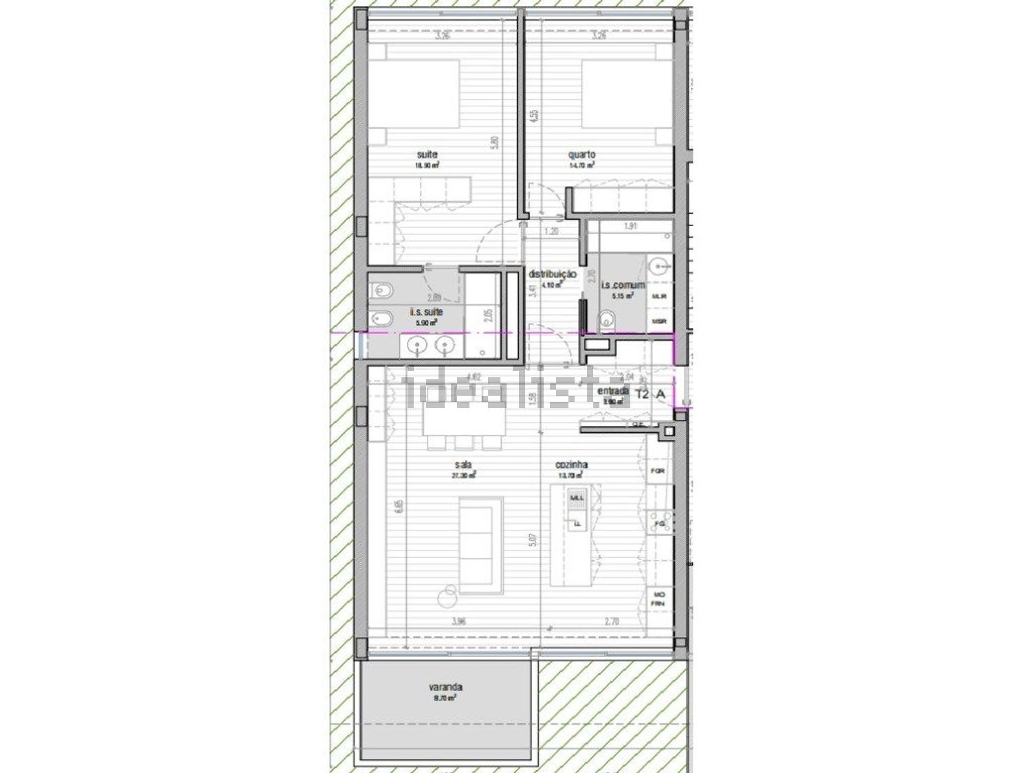 公寓 t2出售在Vila Nova do Campo - 平面图