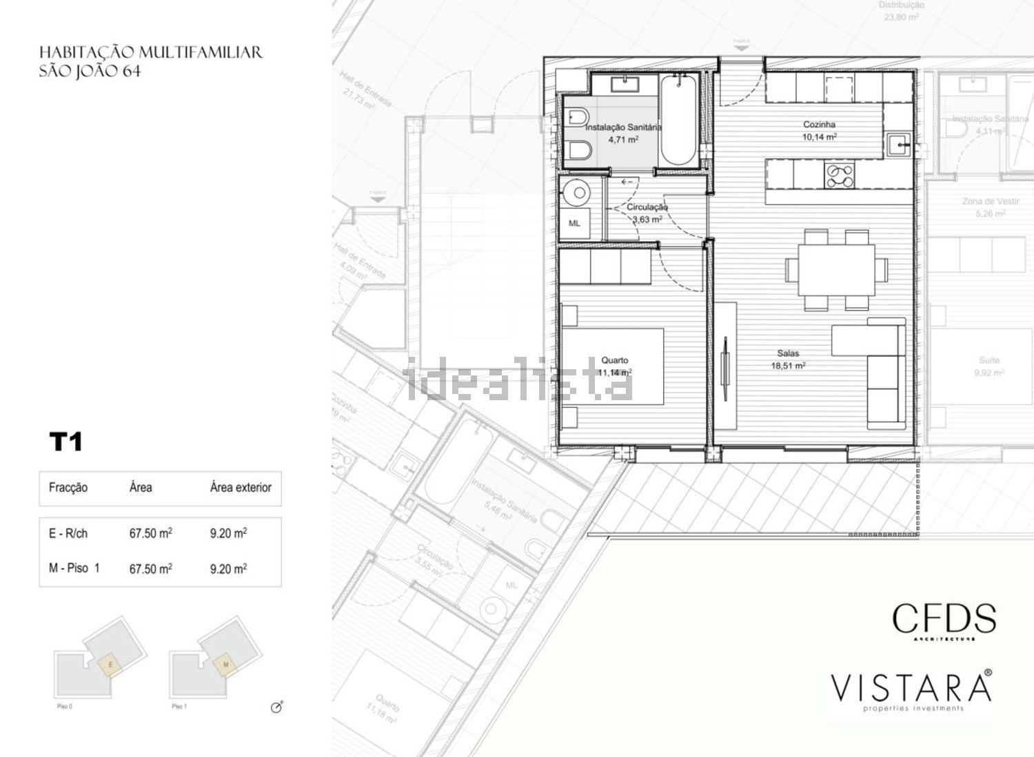 公寓 t1出售在Avenida de S. João Evangelista, 64 - 平面图