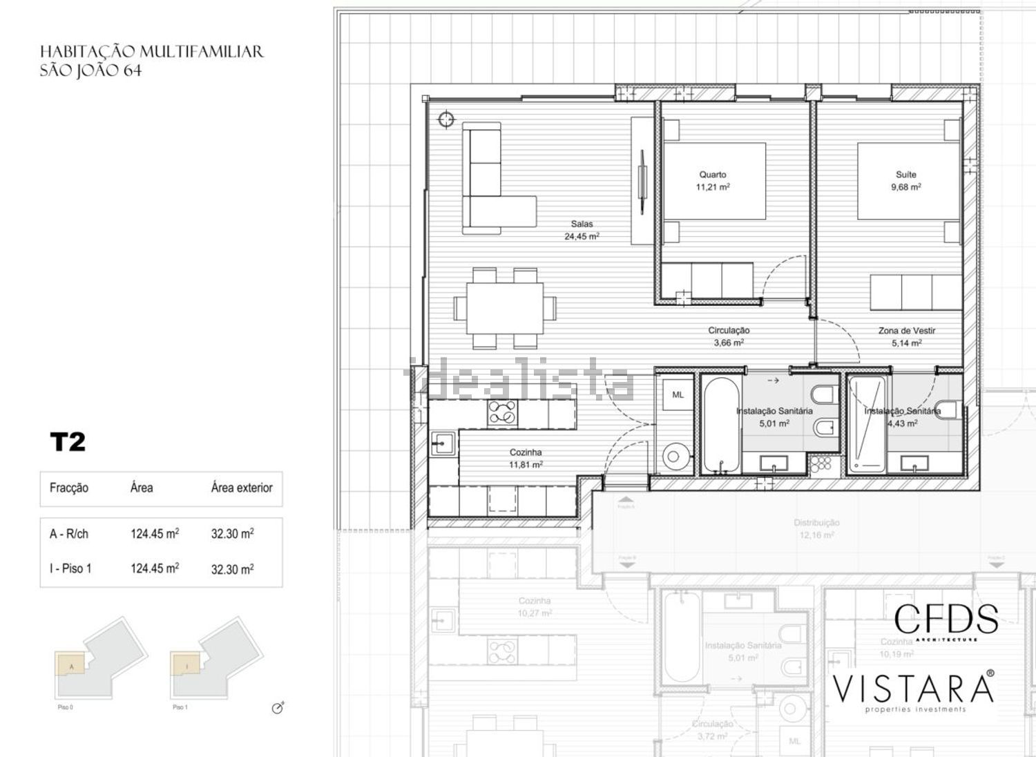 公寓 t2出售在Avenida de S. João Evangelista, 64 - 平面图