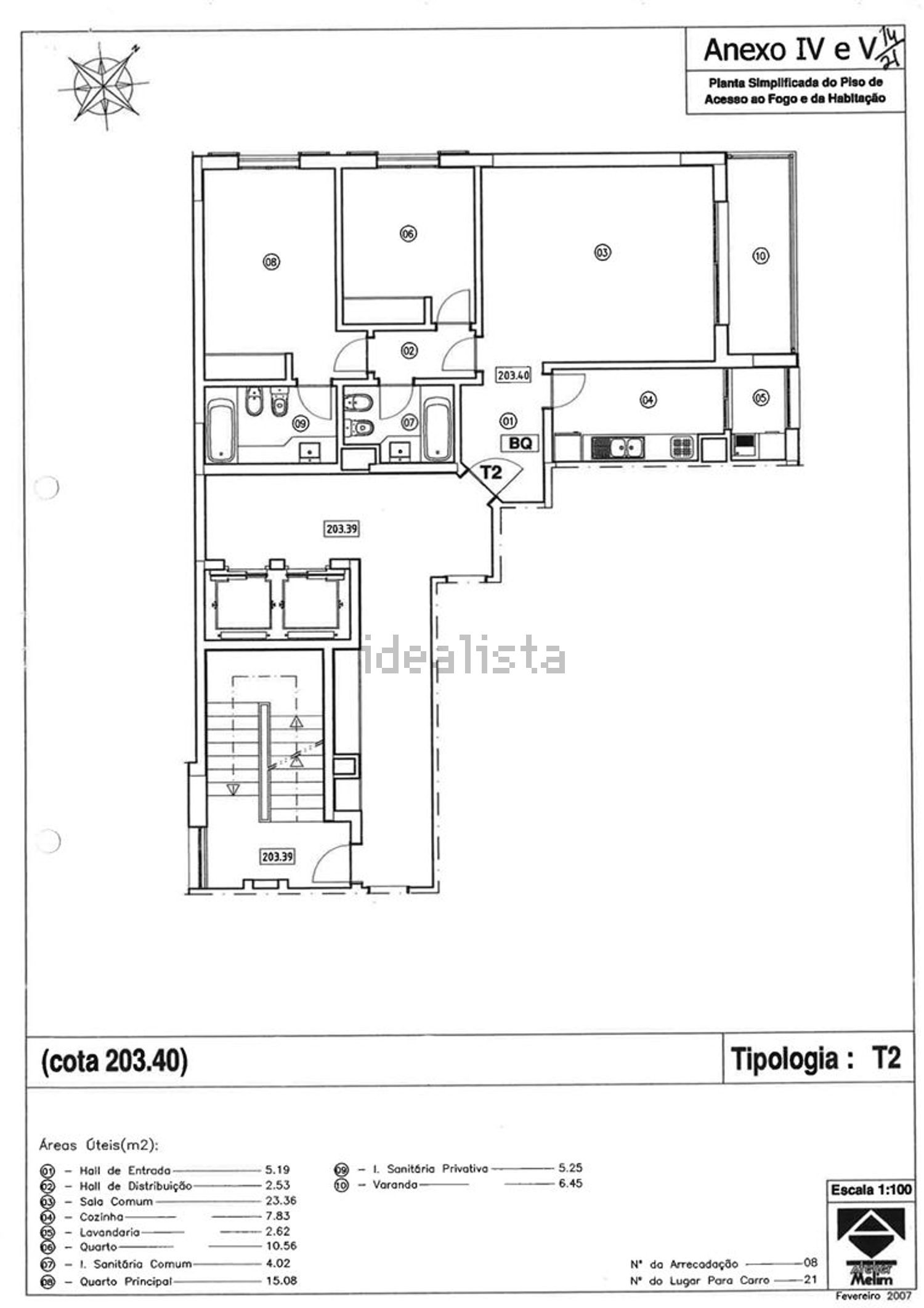 公寓 t2出售在Avenida da Madalena, 116 - 平面图