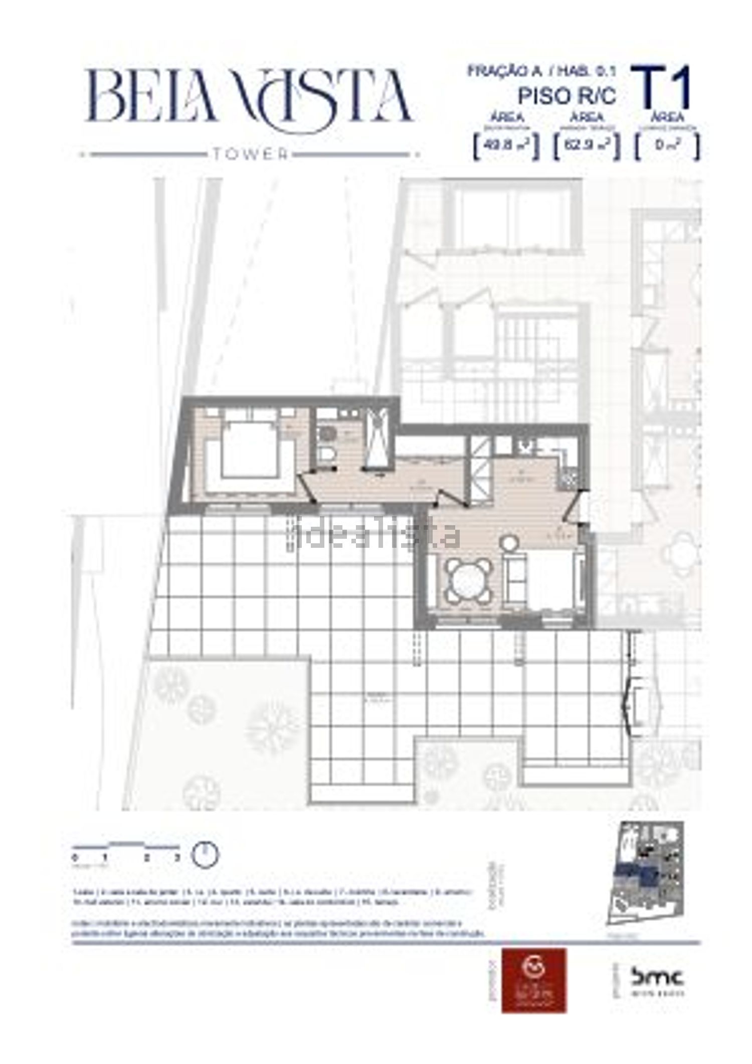 公寓 t1出售在Rua da Cruz de Pau - 平面图