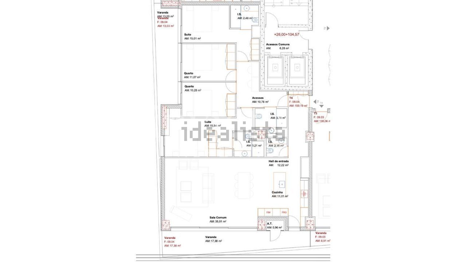 公寓 t4出售在Avenida das Congostas s/n - 平面图
