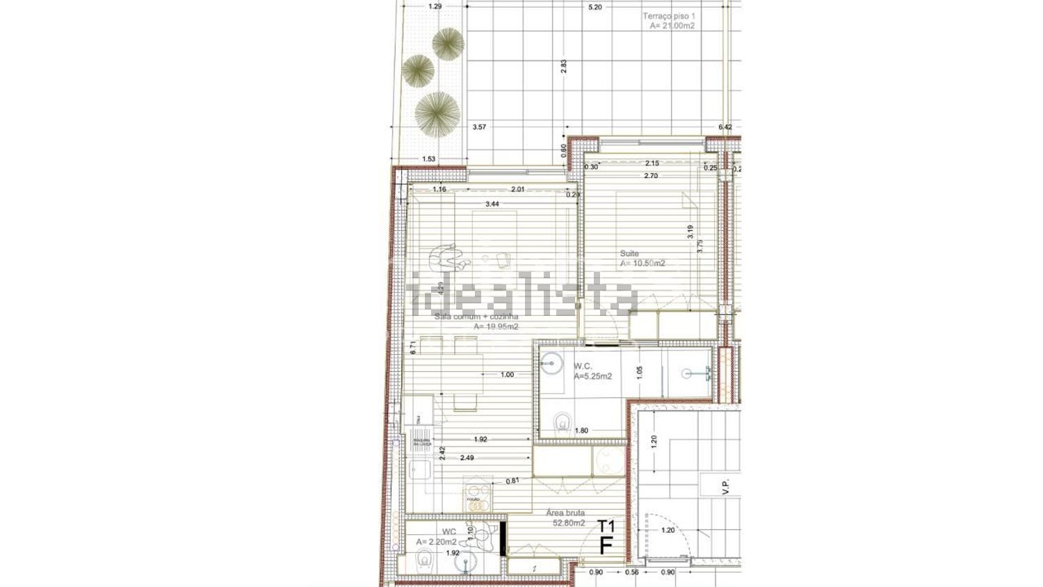 公寓 t1出售在Rua de São Gens s/n - 平面图