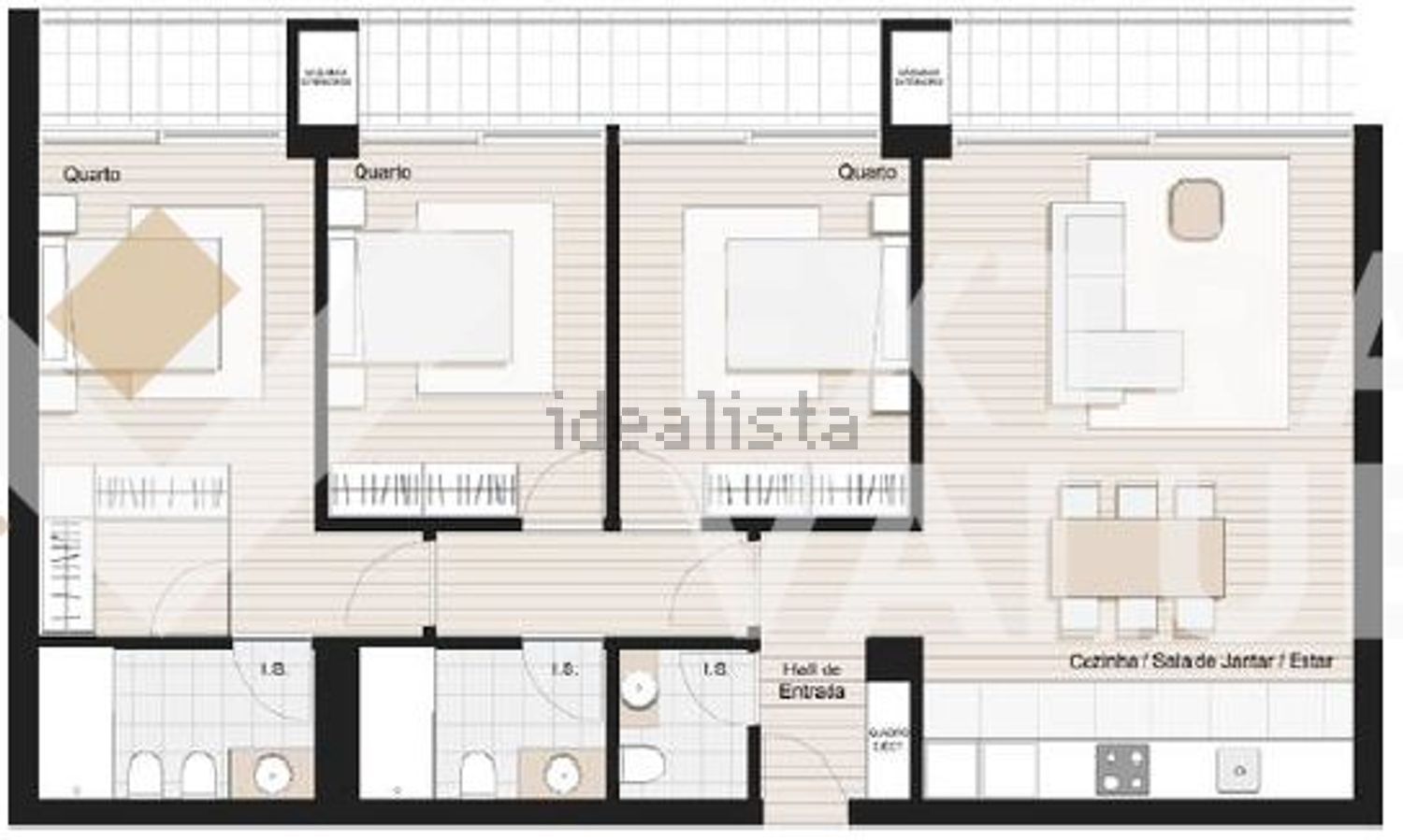 公寓 t3出售在Rua Zaida Lima Viana, 92 - 平面图