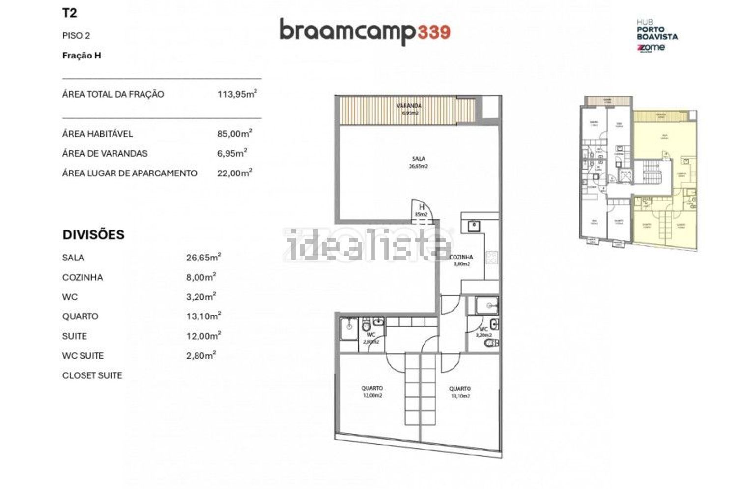 公寓 t2出售在Rua de Anselmo Braamcamp, 339 - 平面图