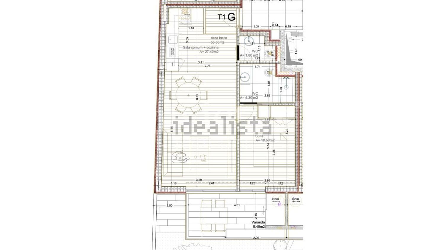 公寓 t1出售在Rua de São Gens s/n - 平面图
