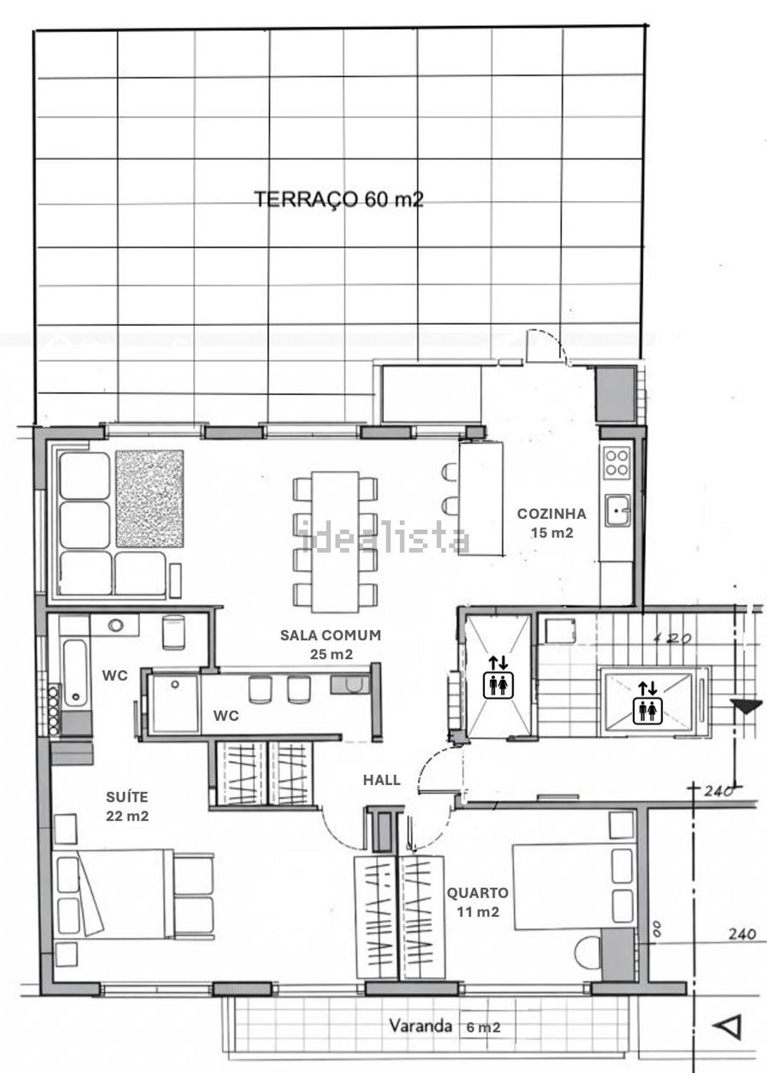 公寓 t2出售在Bairro S. Miguel - Entrecampos - 平面图