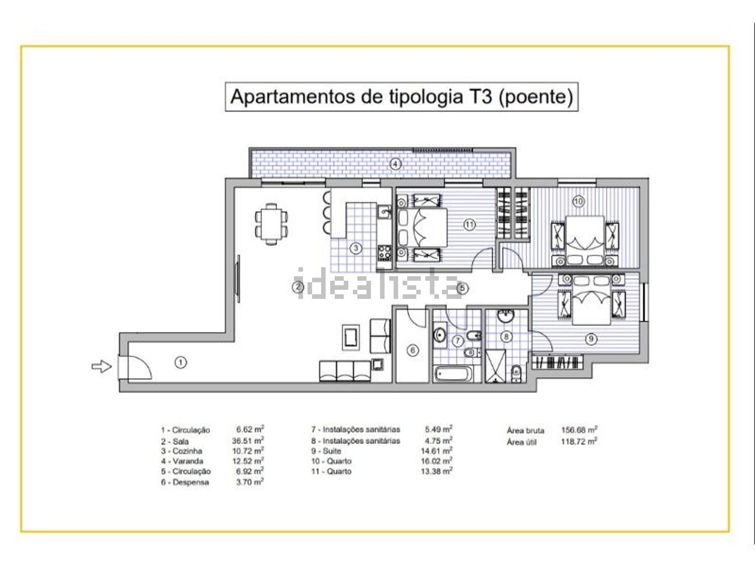 公寓 t3出售在Centro Oeste da Cidade de Loulé - 平面图