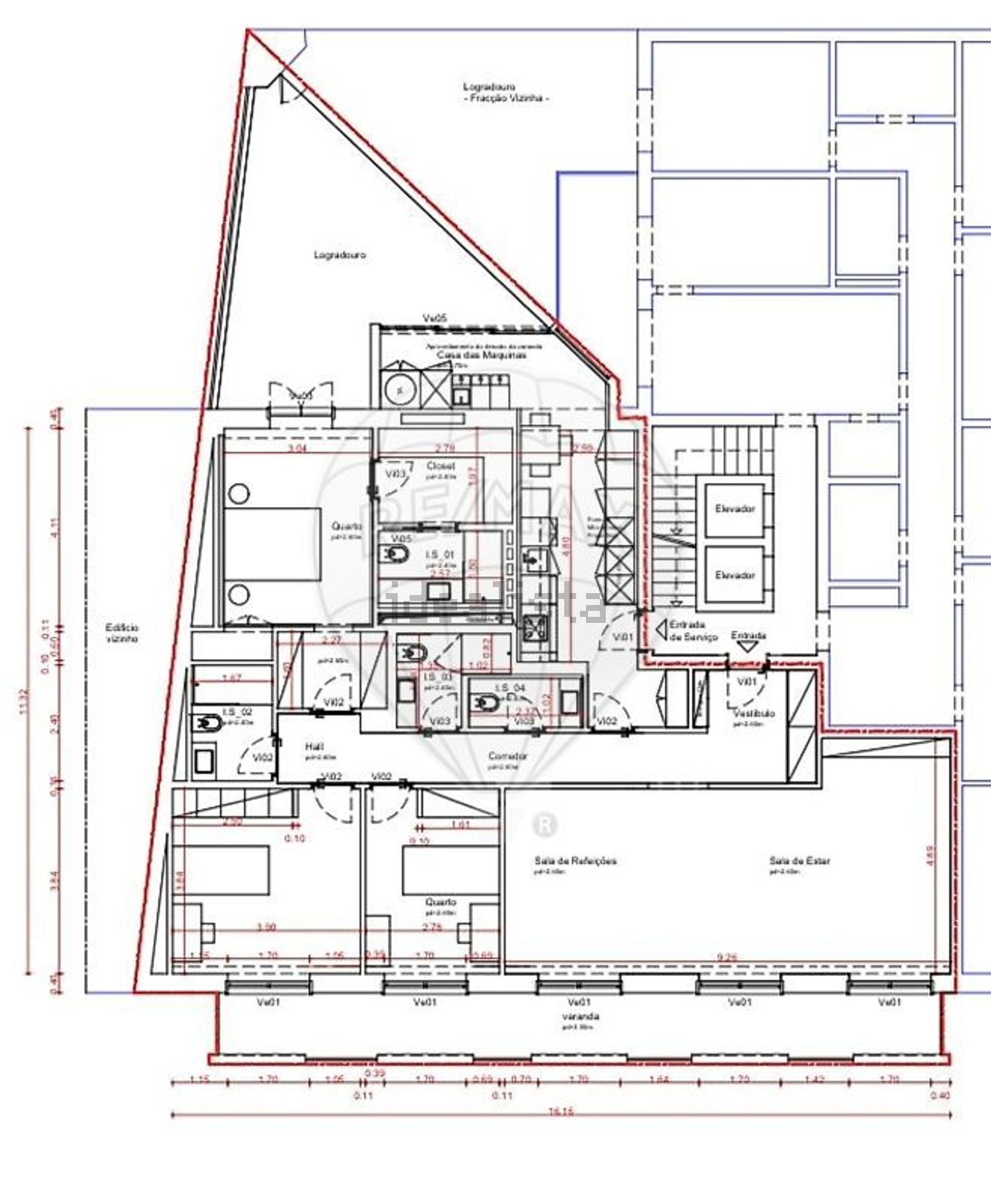 公寓 t3出售在Rua Luís de Camões - 平面图