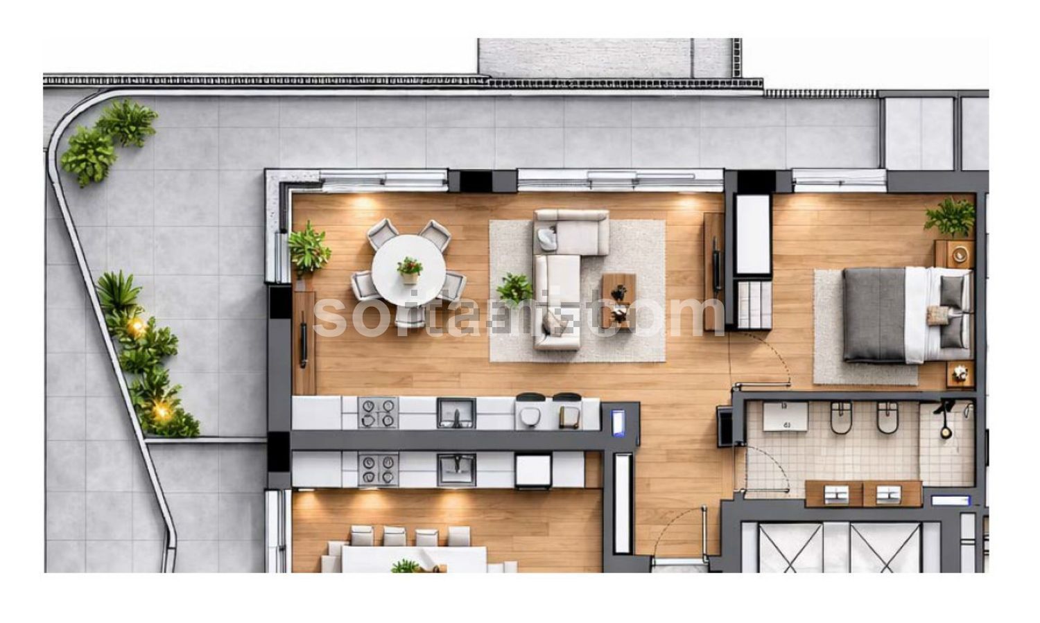 公寓 t1出售在Horta das Figuras - Lejana - Senhora da Saúde - 平面图