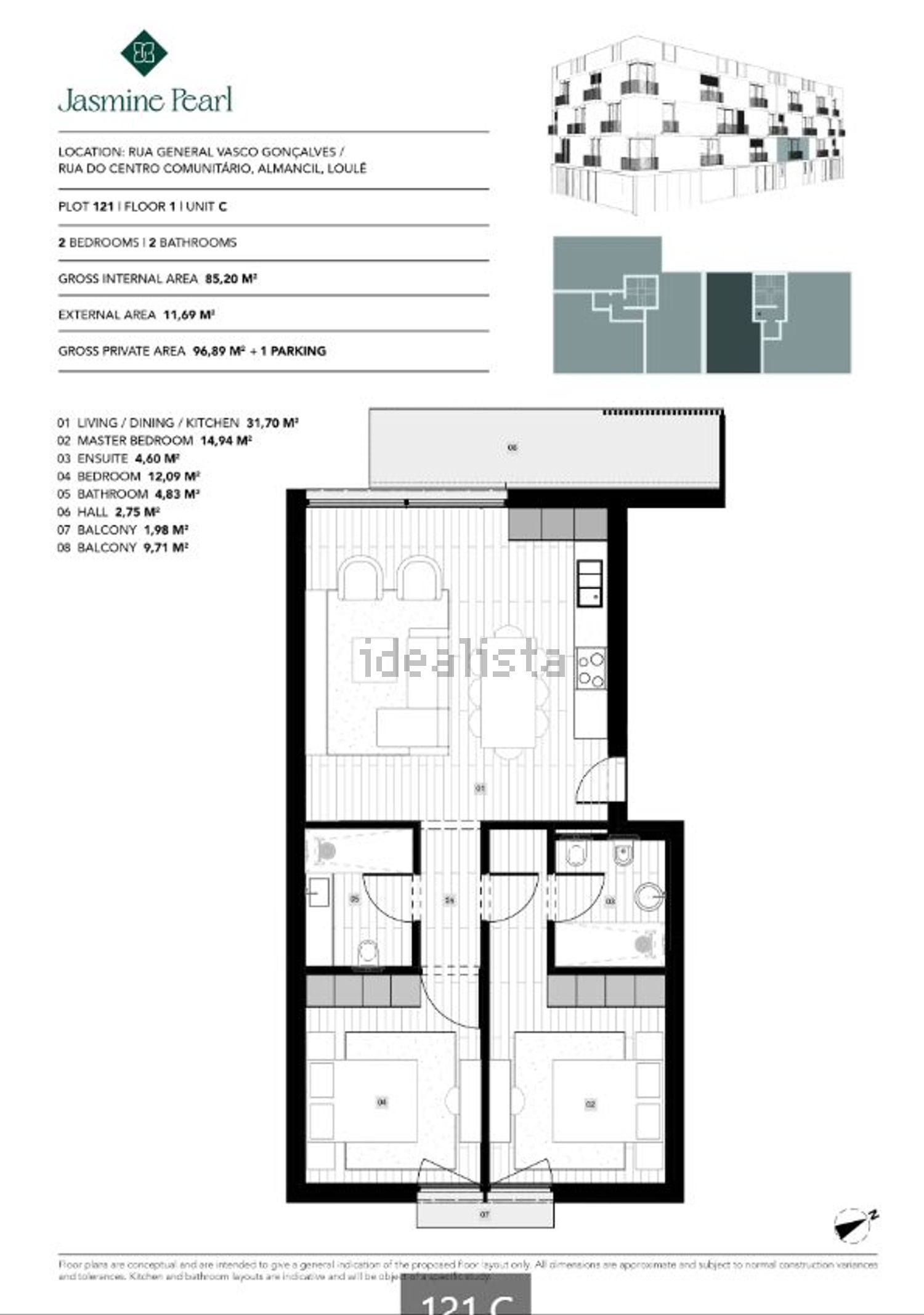 公寓 t2出售在Rua do Centro Comunitario, 55 - 平面图