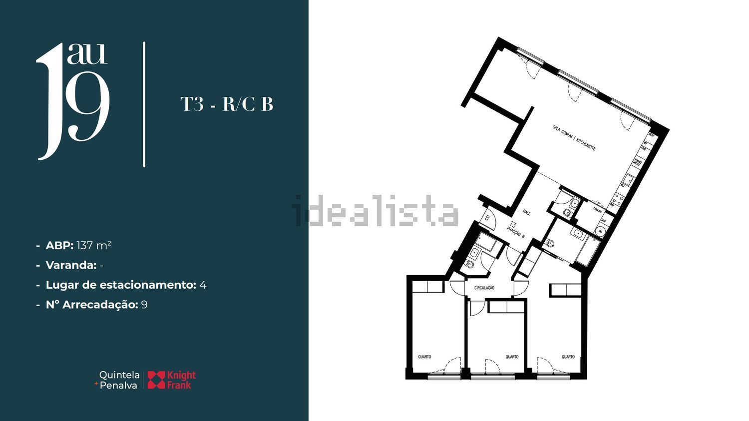 公寓 t3出售在Alto de Santo Amaro - 平面图
