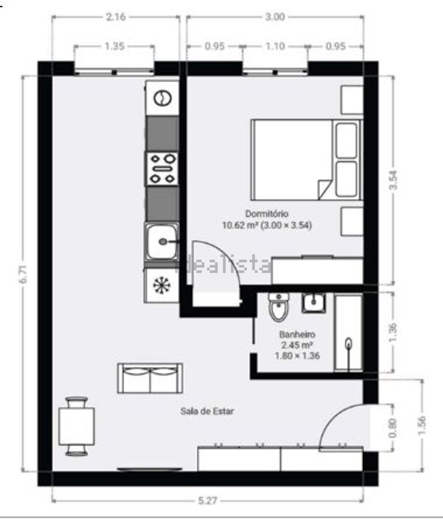 出租公寓 t1在Bairro de Santa Cruz - 平面图