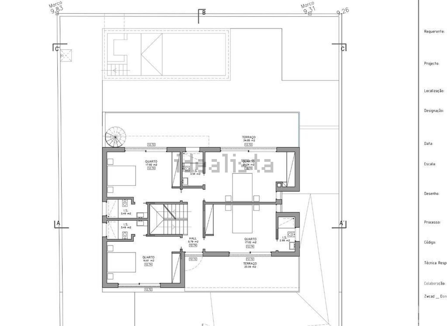 出租小楼房或独栋别墅在Quinta da Foz - Escolas - 平面图