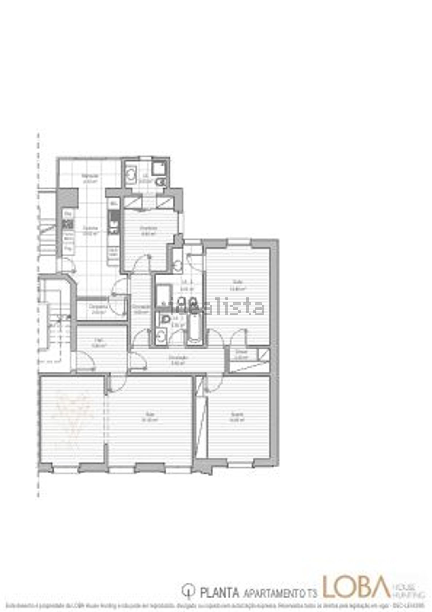 出租公寓 t3在Rua Dom João V - 平面图