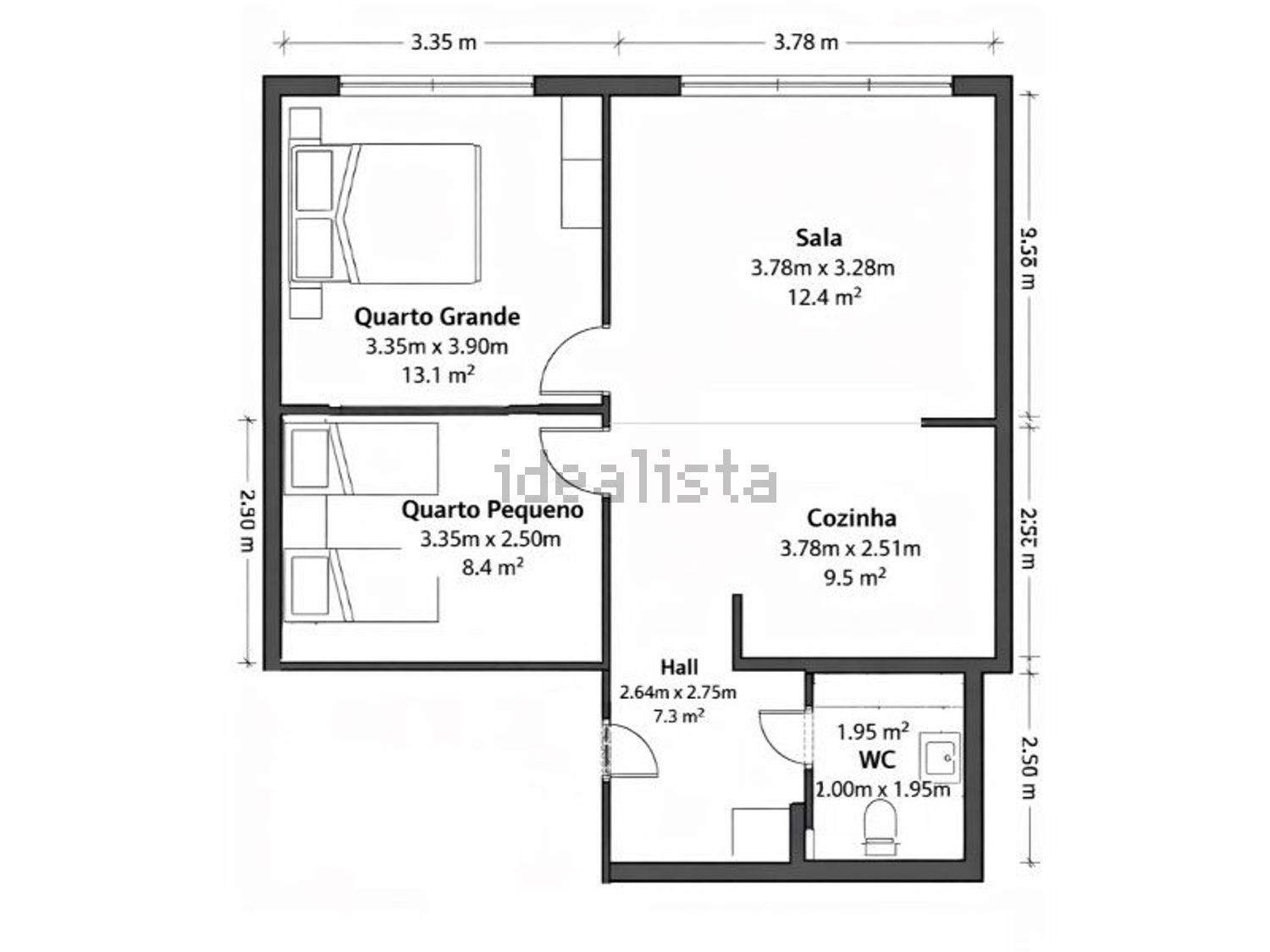 出租公寓 t2在Avenida Duque de Ávila - 平面图
