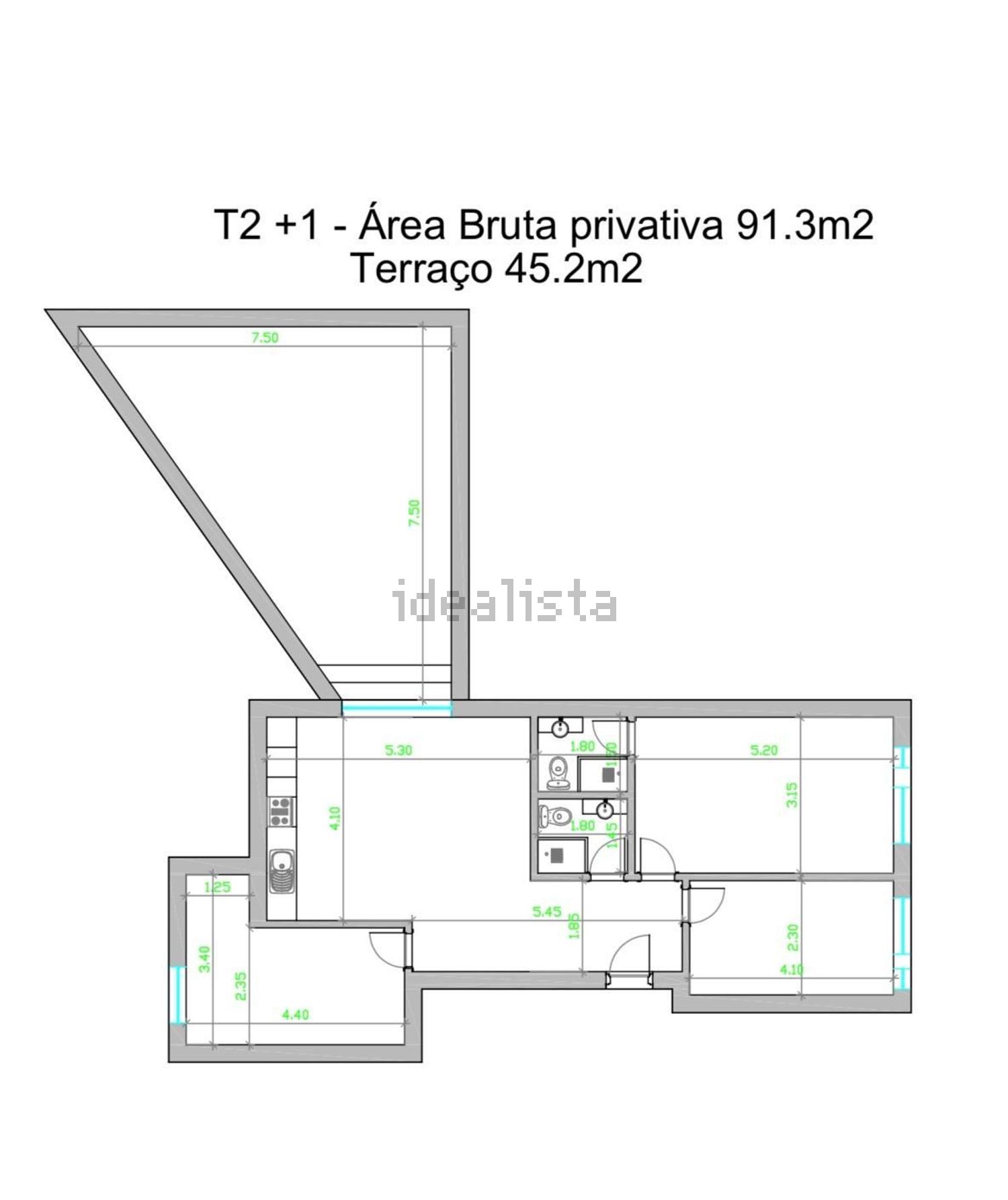 公寓 t3出售在Rua Lavadouros, 3 - 平面图