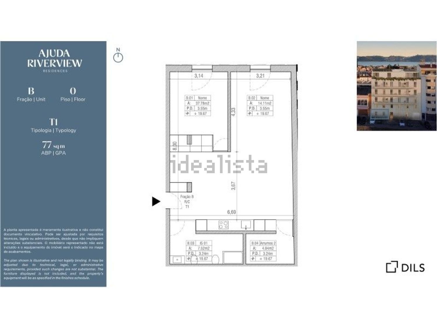 公寓 t1出售在Rua Alfredo da Silva, 9 - 平面图