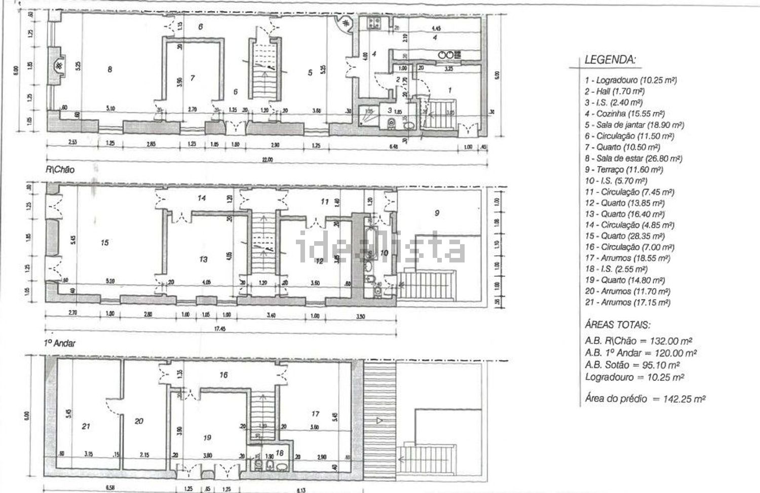 小楼房或独栋别墅出售在Avenida Doutor Roberto Ferreira Fonseca, 20 - 平面图