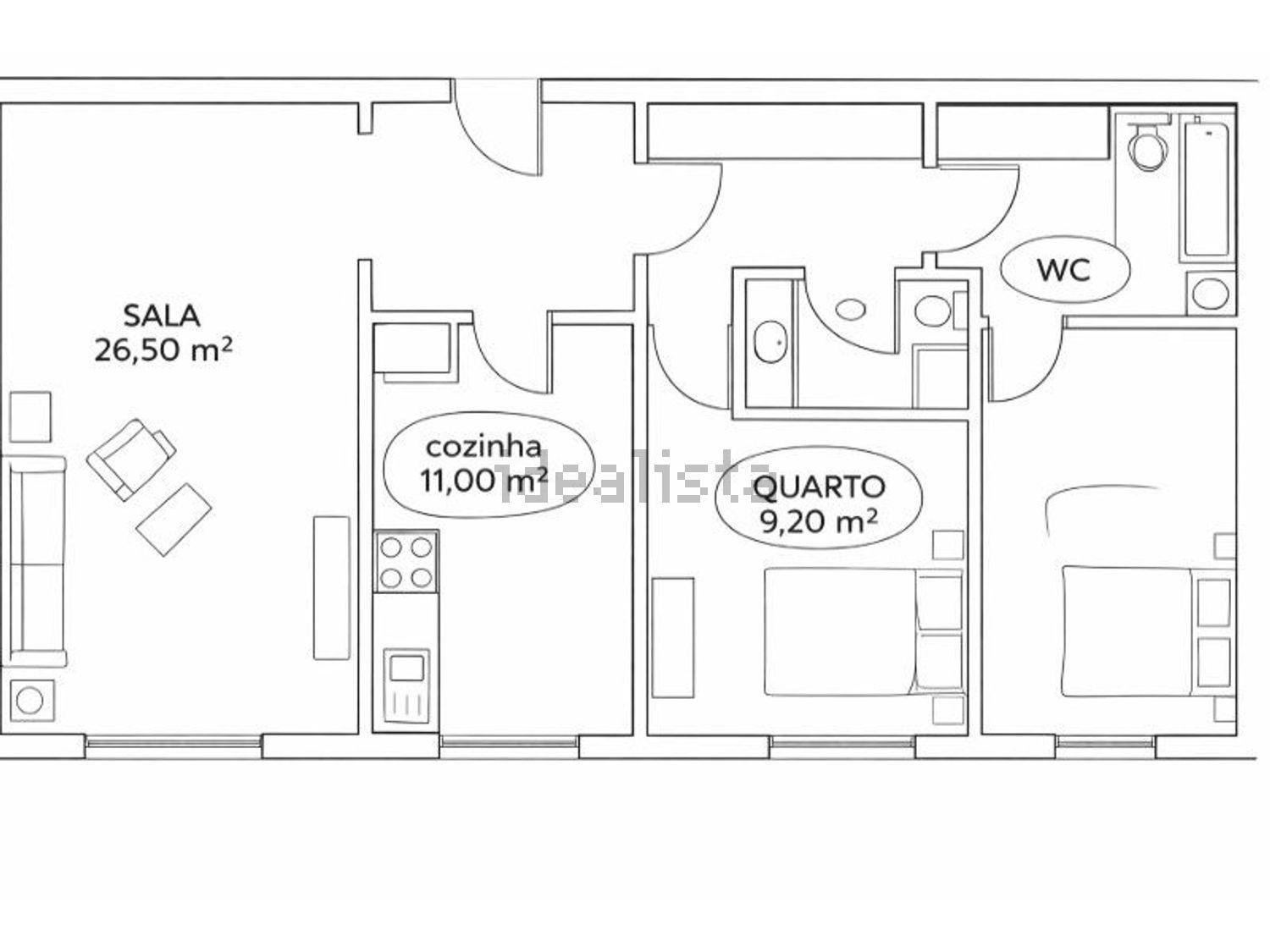 公寓 t2出售在Rua Saraiva de Carvalho, 157 - 平面图